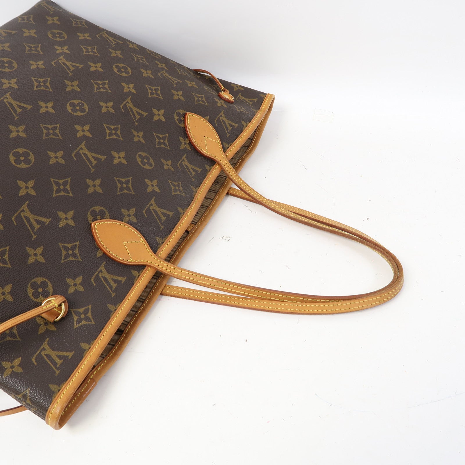 LOUIS VUITTON Monogram Neverfull MM金扣肩背袋啡色