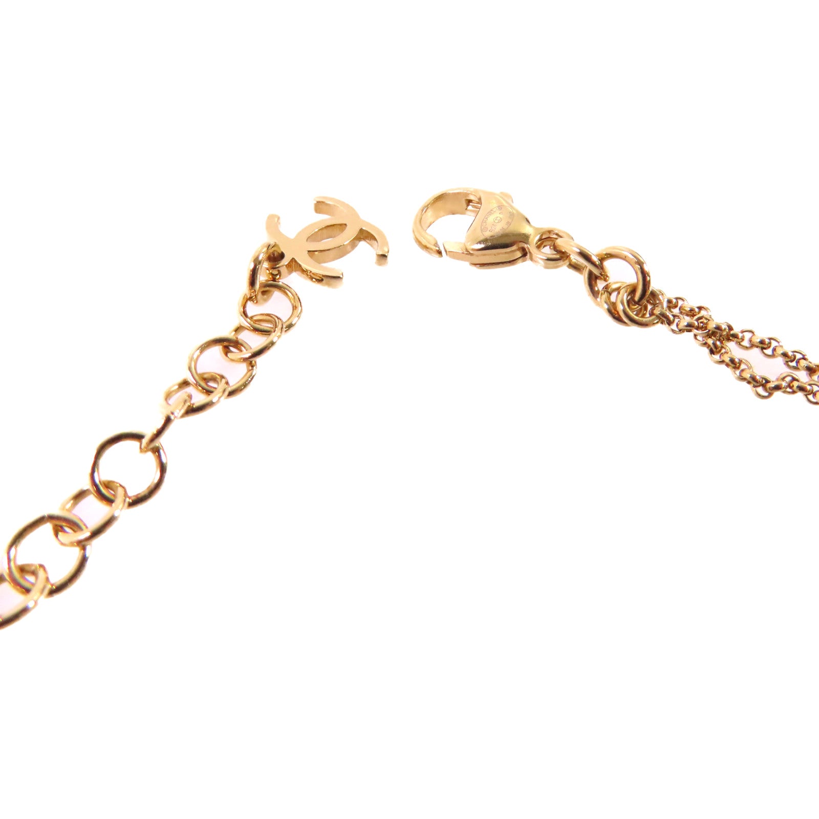 CHANEL 金屬/PVC CC Necklace金扣項鏈黑色/白色