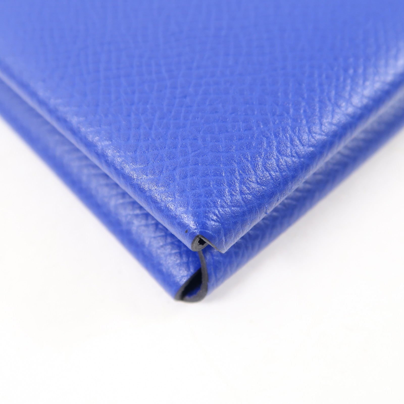 HERMES Epsom皮革Pochette Calvi MM銀扣手拿包藍色
