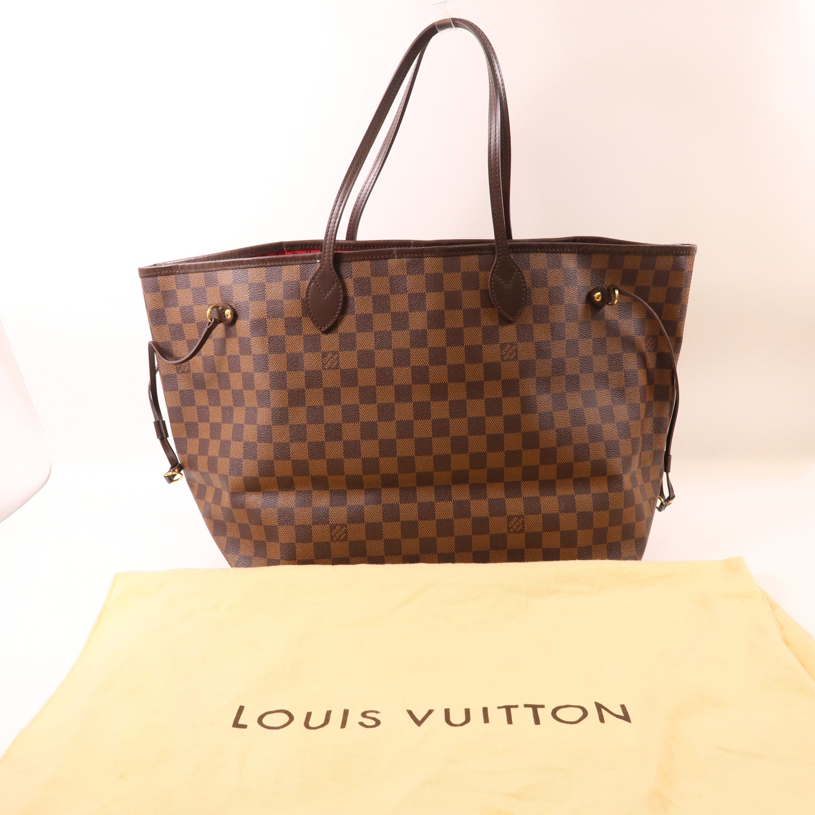 LOUIS VUITTON Damier Neverfull GM金扣肩背袋