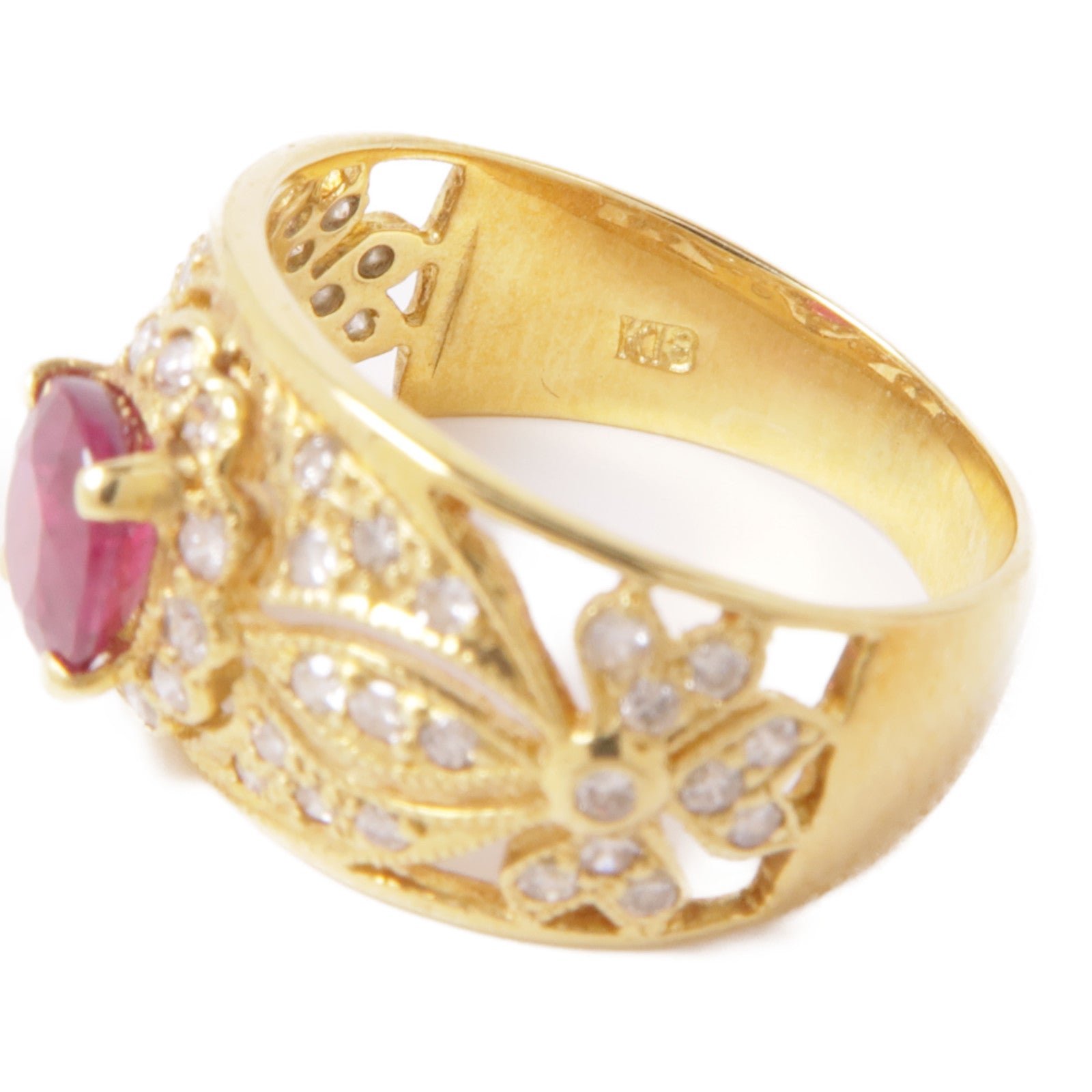 JEWELRY 18K黃金Ruby/Diamond Ring紅寶石/鑽石戒指US#4.75