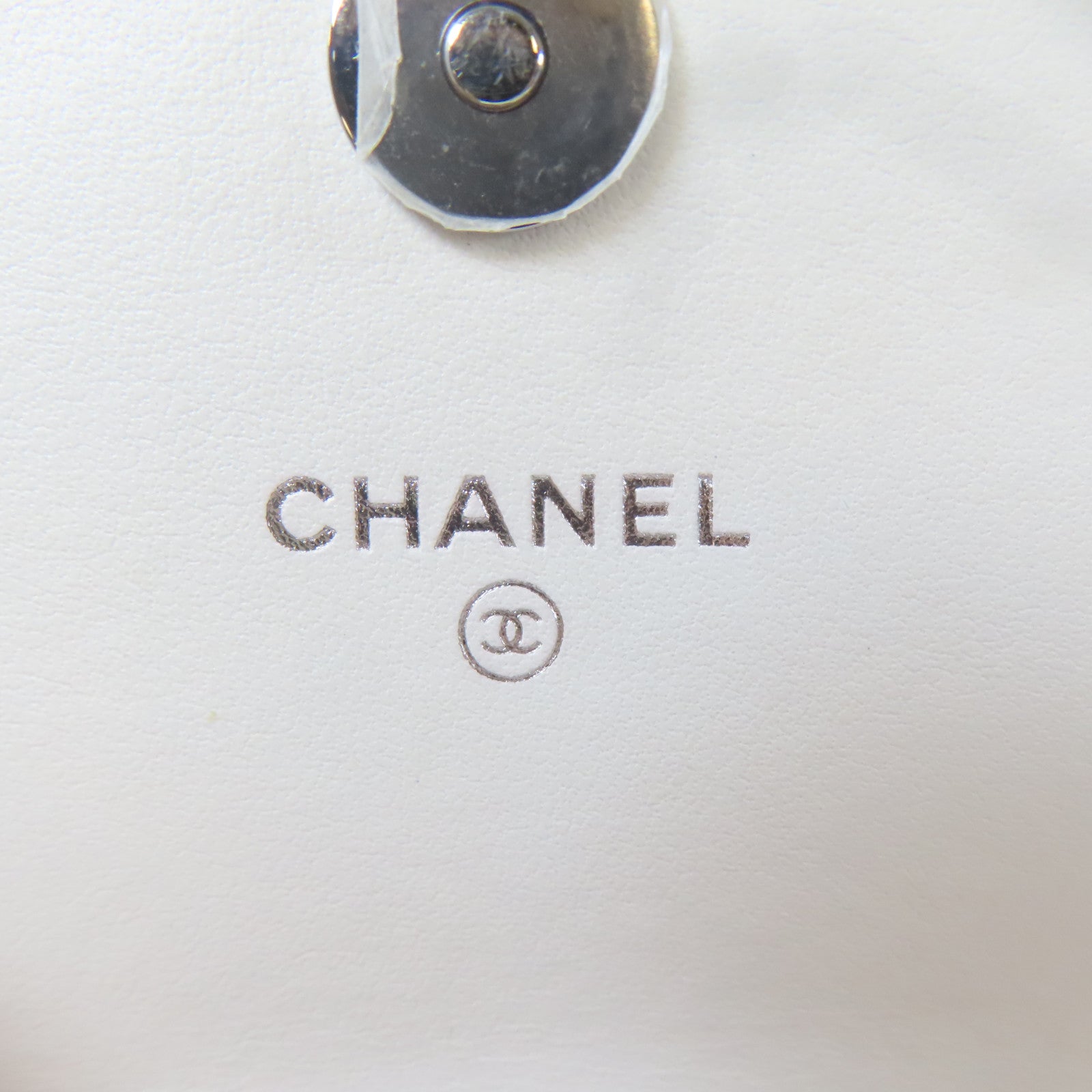 CHANEL 【激減優惠】菱格羊皮皮革CC Phone Holder銀扣鏈帶手挽肩背兩用袋白色