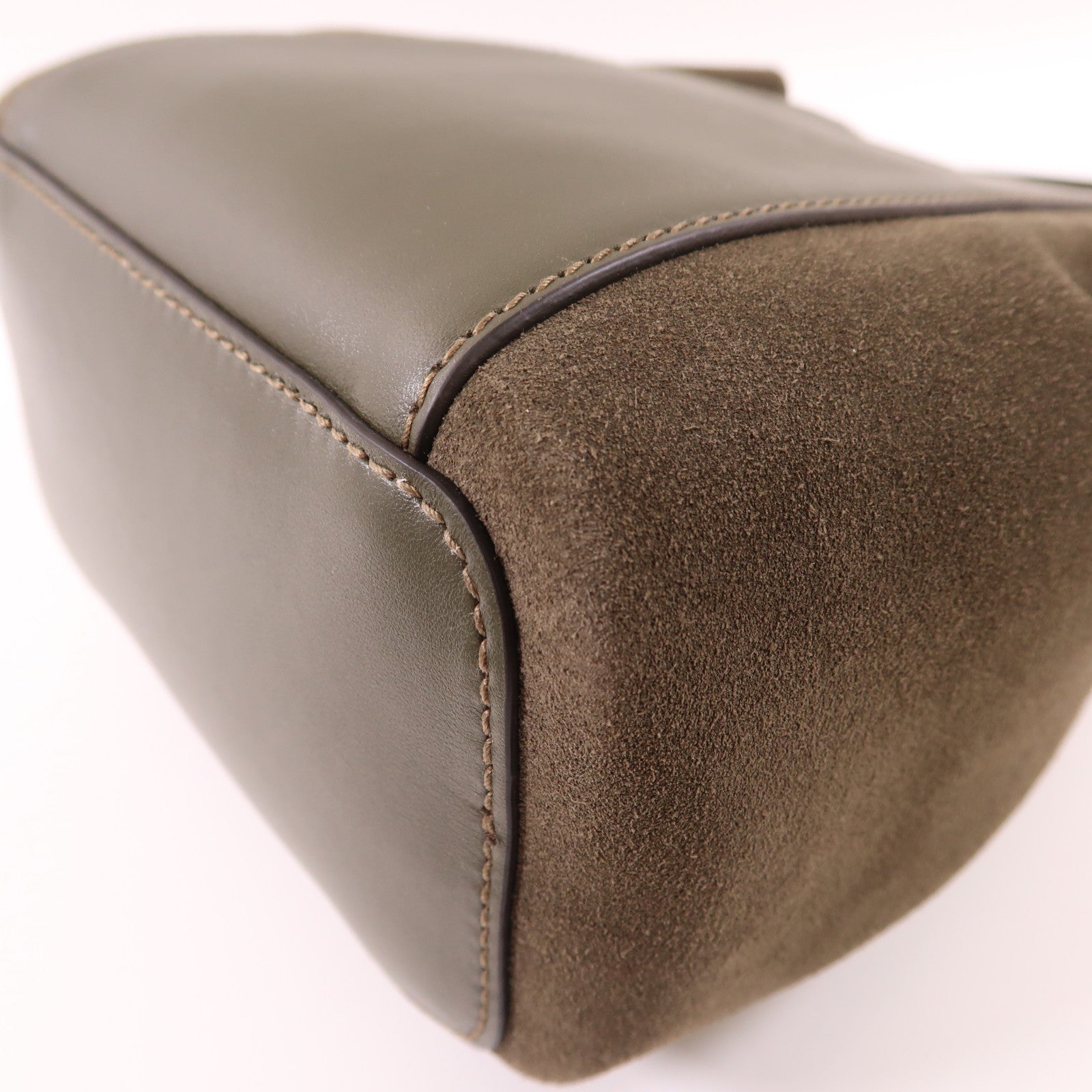 Furla 牛皮皮革Bucket Bag銀扣手挽肩背兩用袋綠色