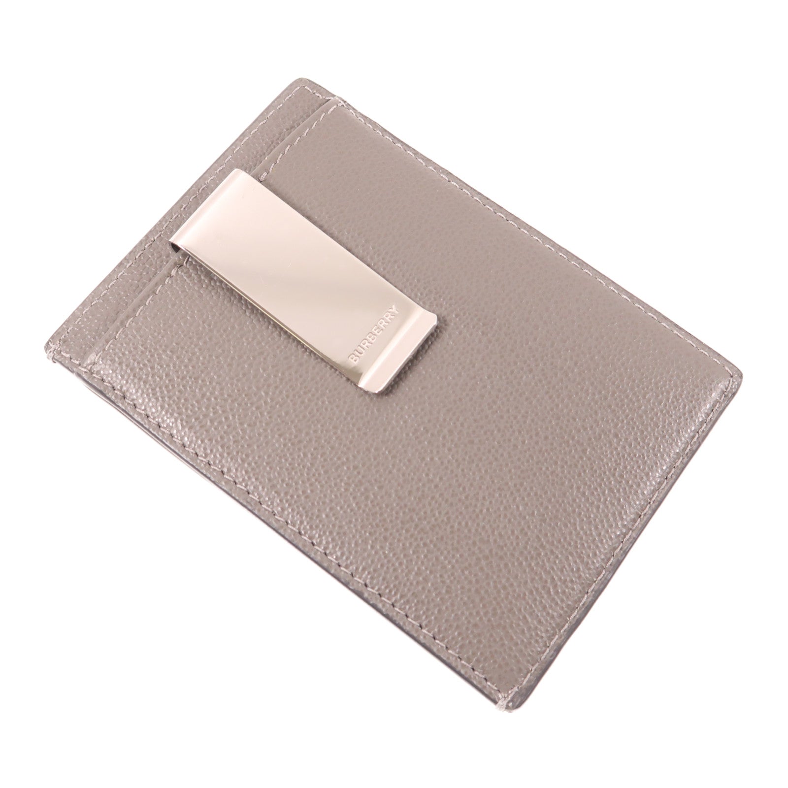 BURBERRY 牛皮皮革Card Case銀扣卡片套灰色