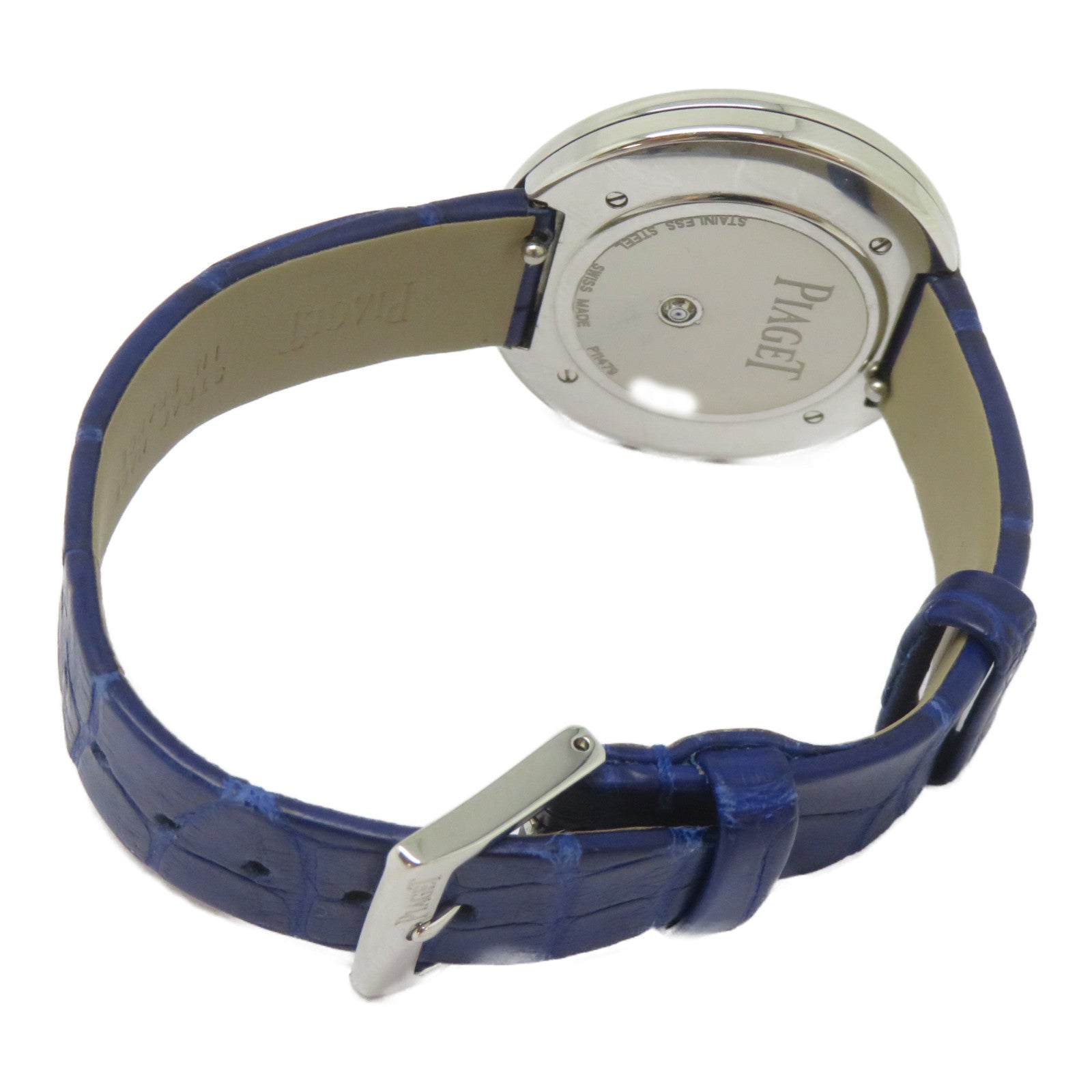 PIAGET Possession Watch不鏽鋼/鱷魚皮革帶手錶石英機芯銀色