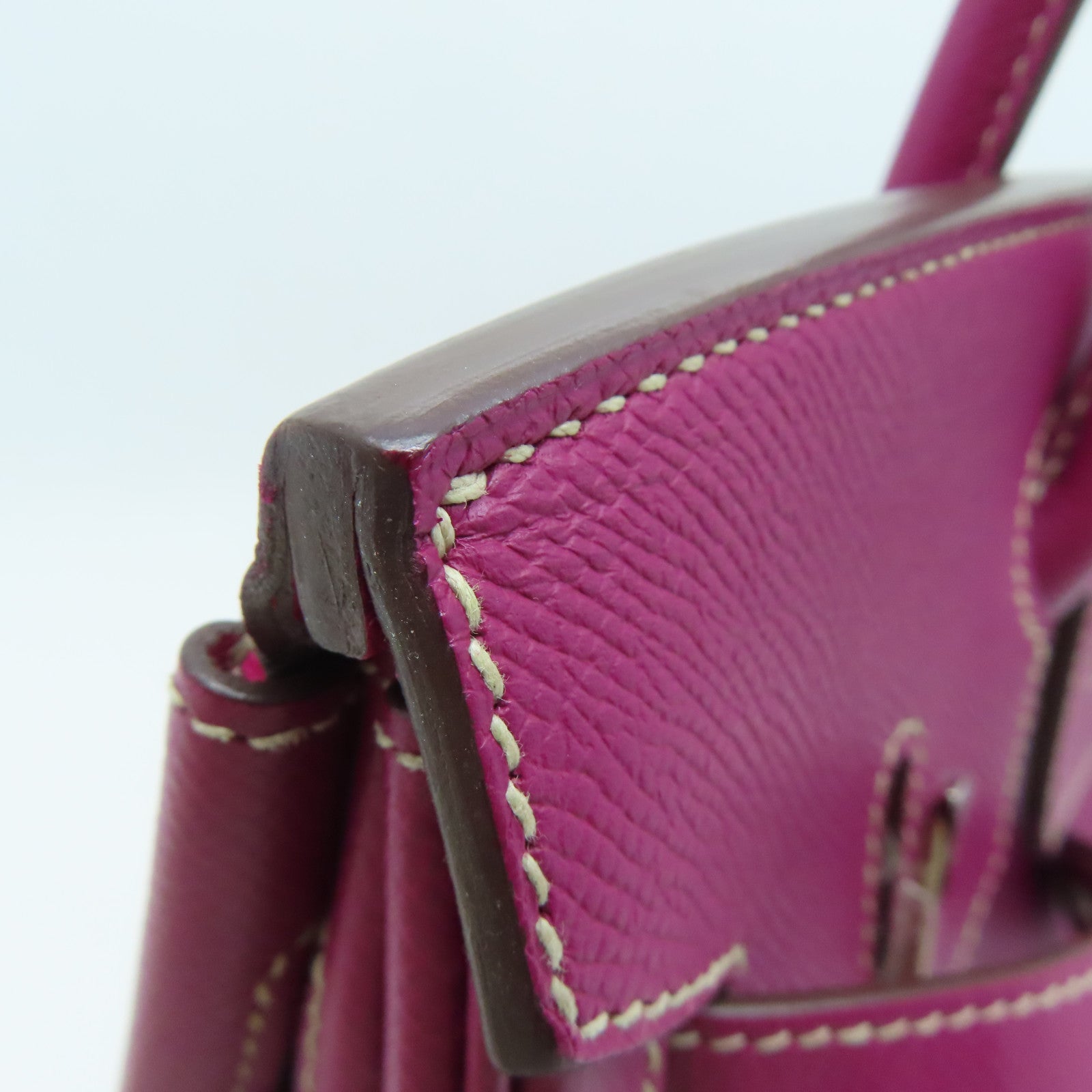 HERMES Epsom皮革Birkin 30銀扣手挽袋Tosca桃紫色