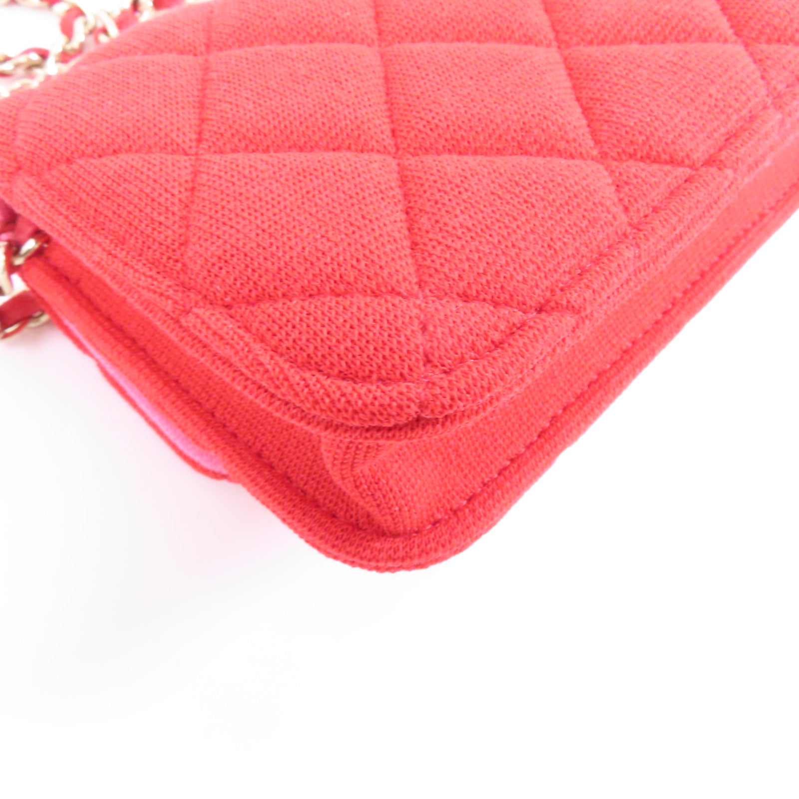 CHANEL 【激減優惠】菱格帆布Chain Shoulder Bag金扣鏈帶肩背袋紅色