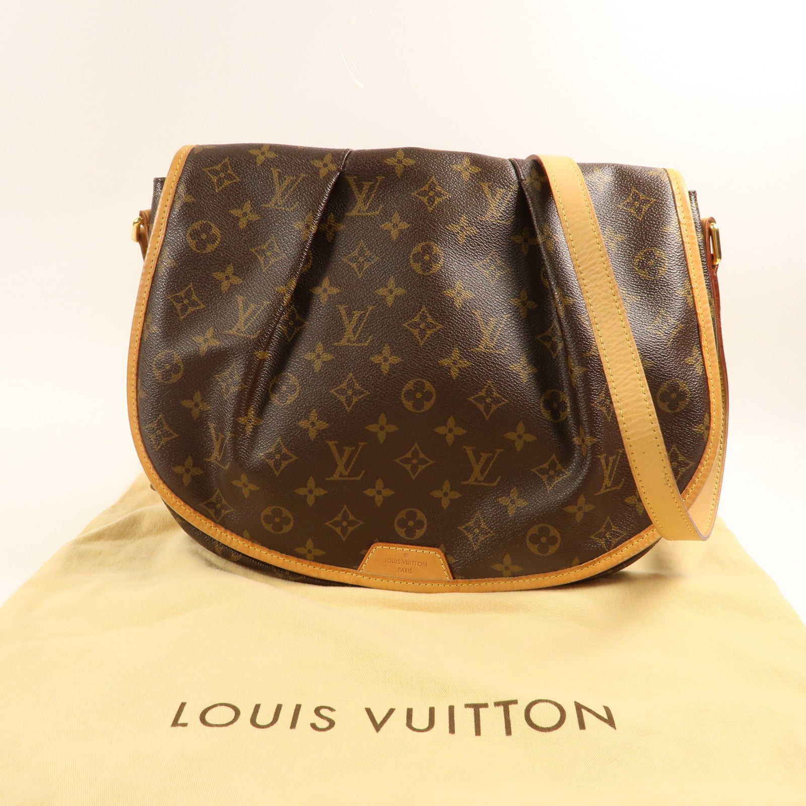 LOUIS VUITTON Monogram Menilmontant MM金扣肩背袋棕色