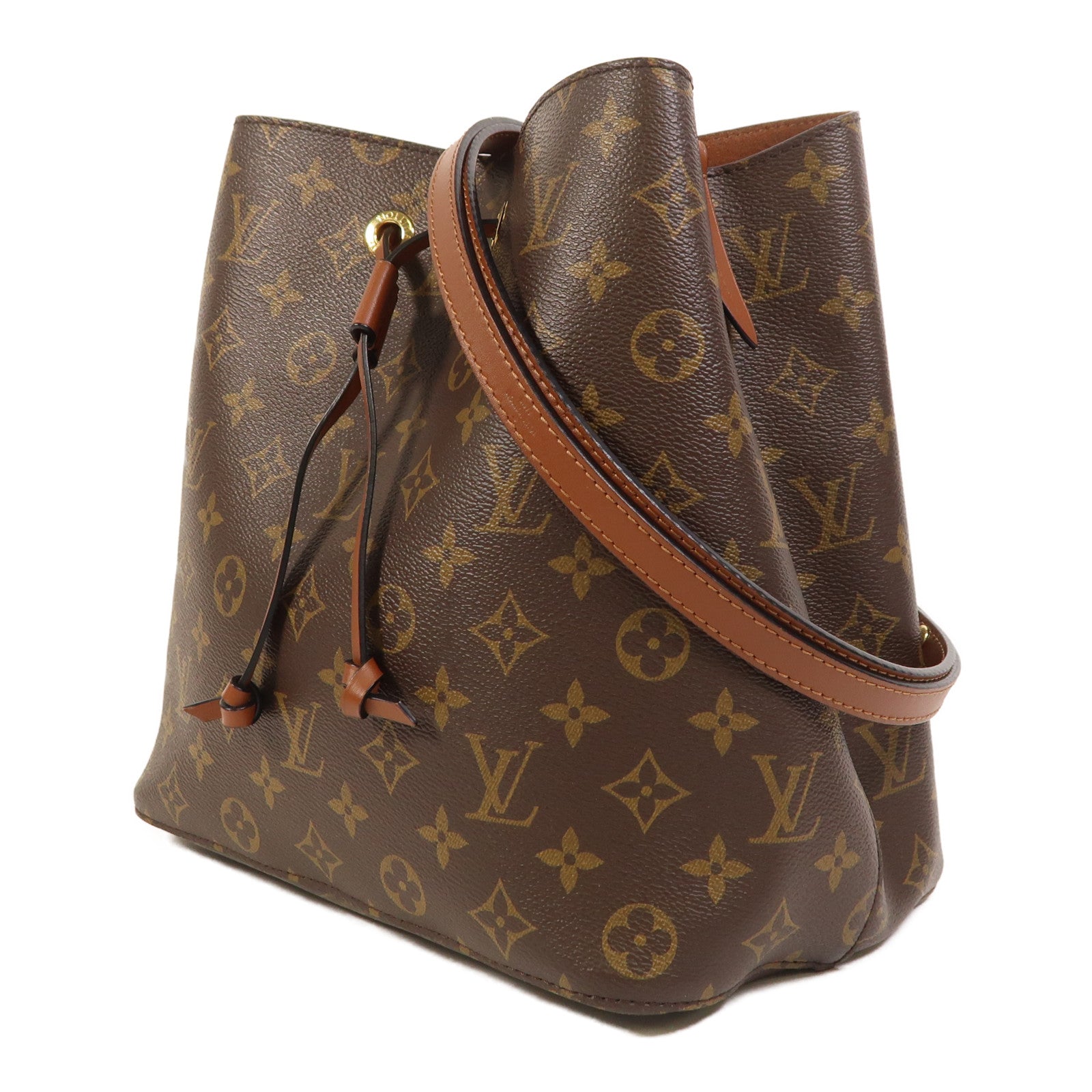 LOUIS VUITTON Monogram NeoNoe MM金扣肩背袋棕色