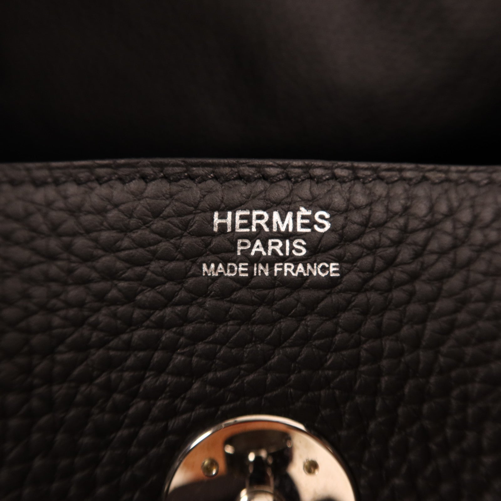 HERMES Clemence皮革Lindy 34銀扣手挽肩背兩用袋Noir