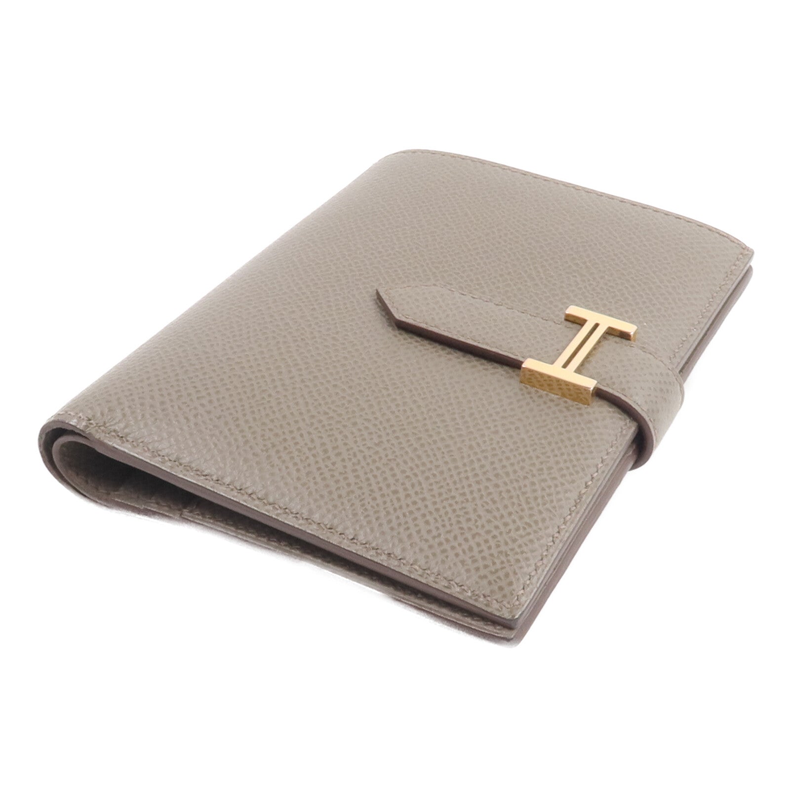 HERMES Epsom皮革Bearn Compact Wallet錢包Etain
