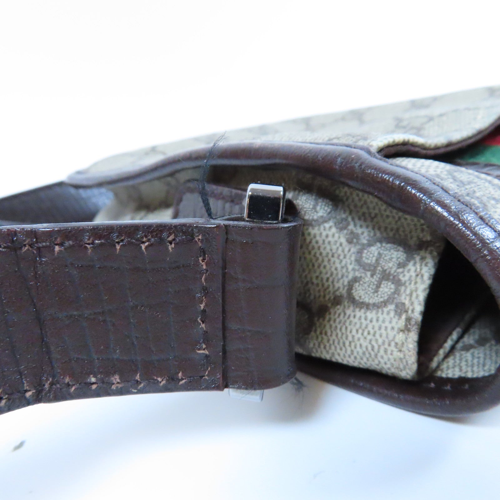GUCCI 塗層帆布Shoulder Bag銀扣肩背袋啡色