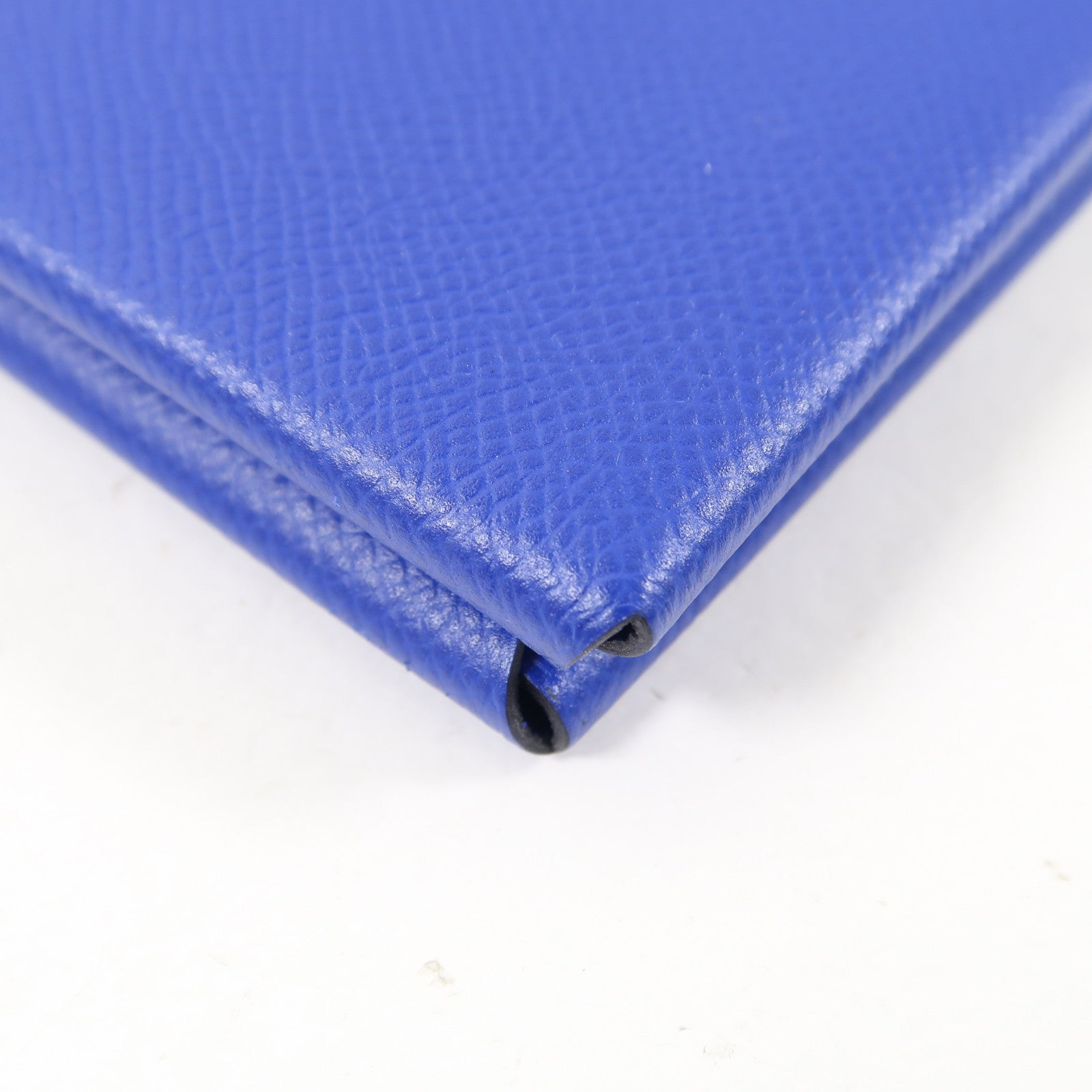 HERMES Epsom皮革Pochette Calvi MM銀扣手拿包藍色