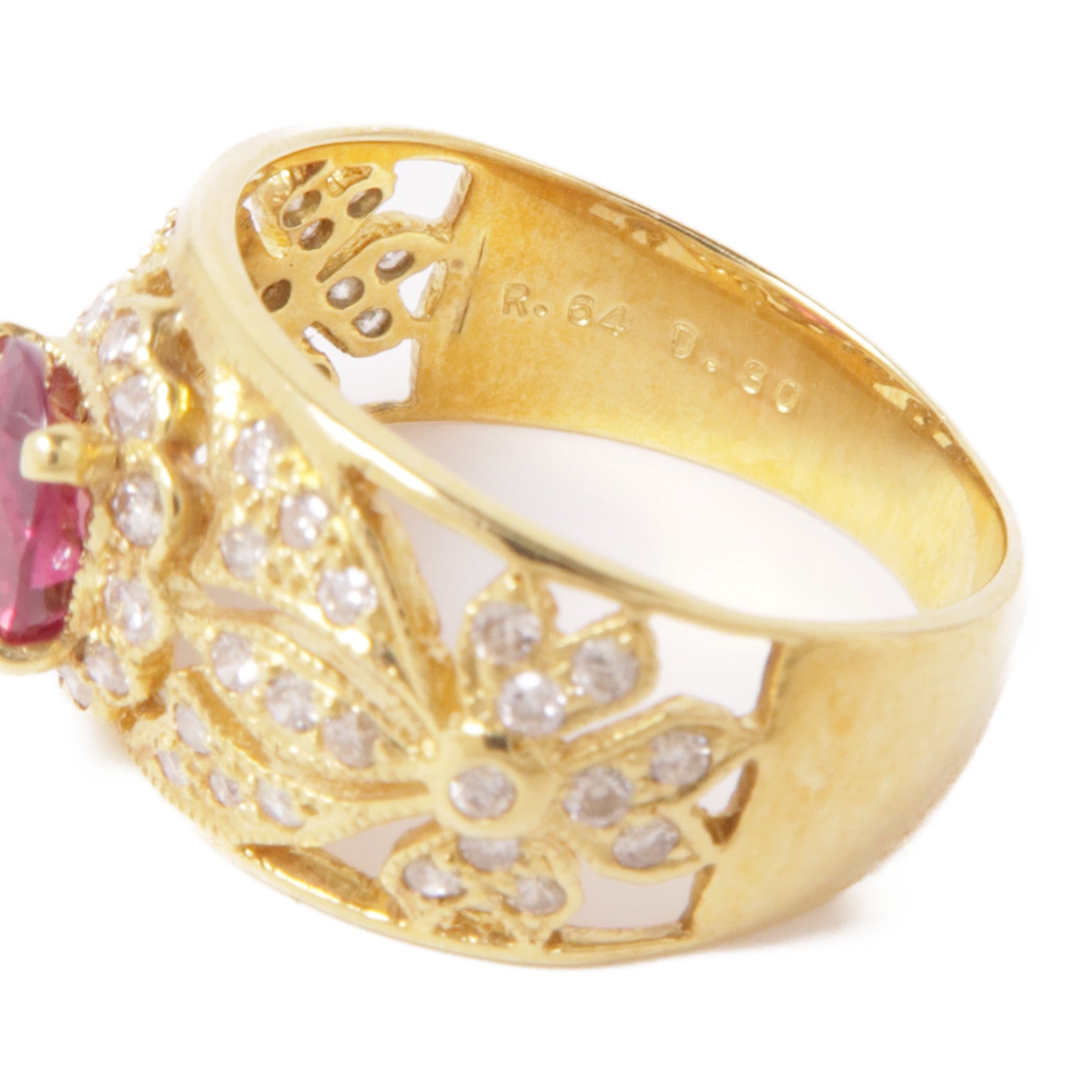 JEWELRY 18K黃金Ruby/Diamond Ring紅寶石/鑽石戒指US#4.75