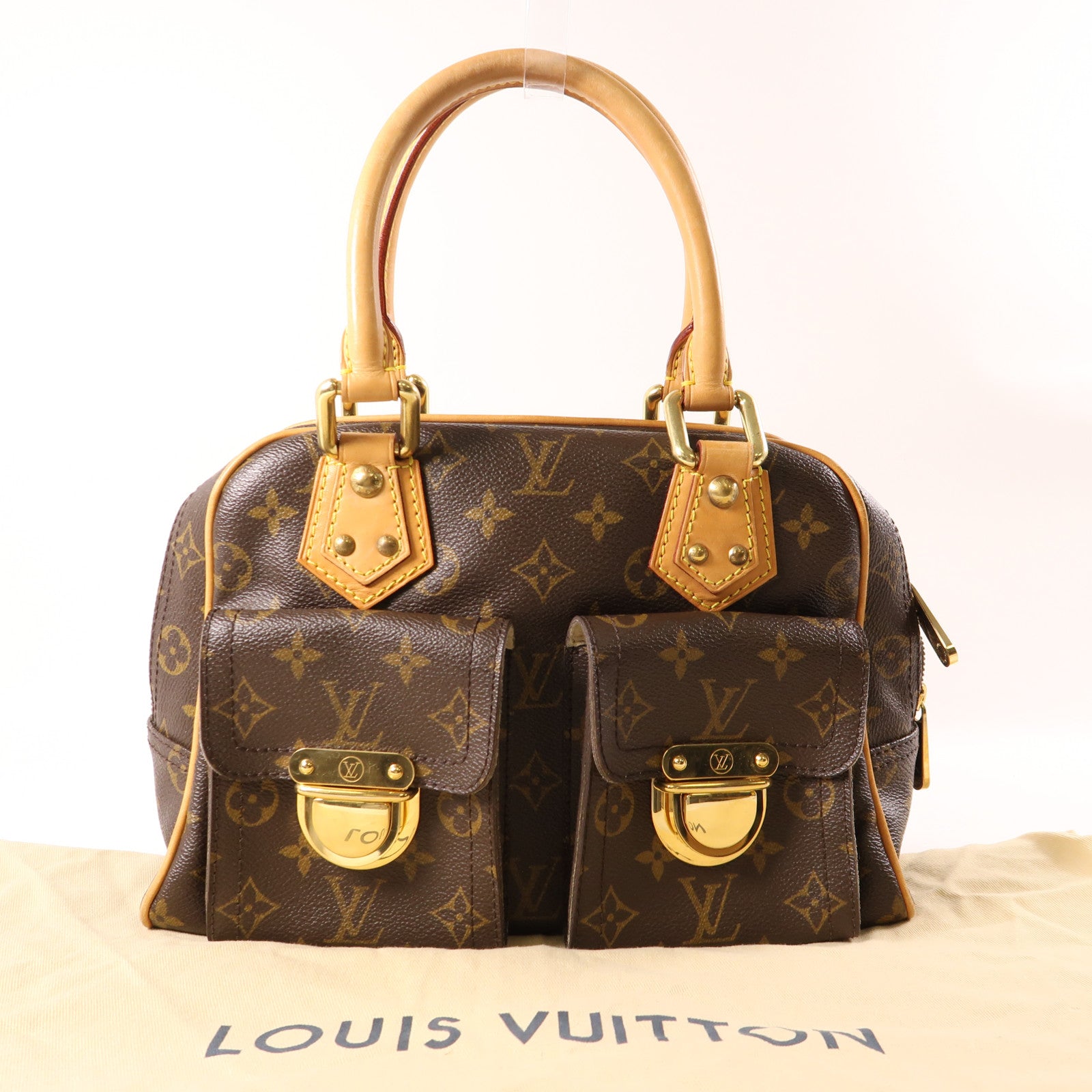 LOUIS VUITTON Monogram Manhattan PM手挽袋棕色