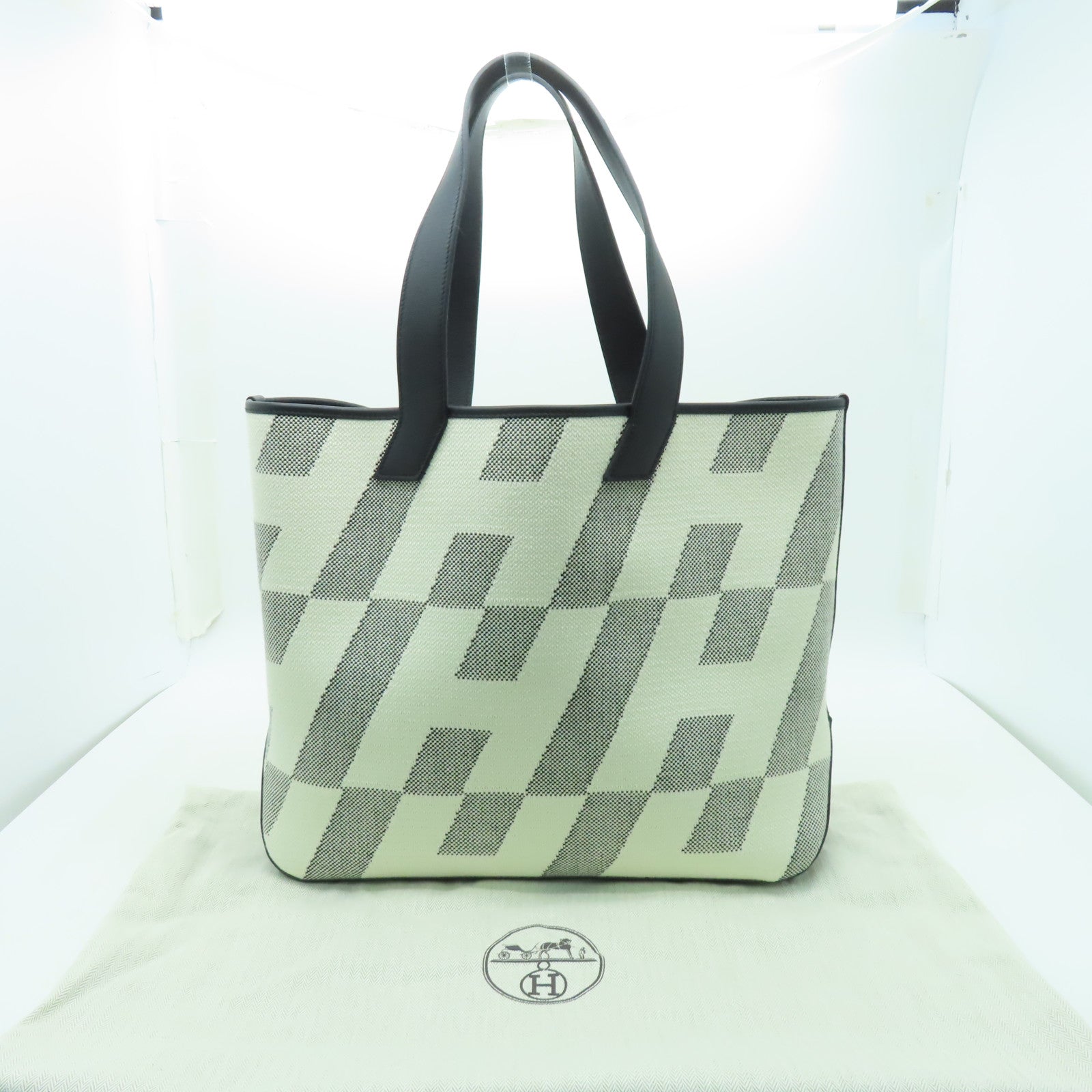 HERMES 【激減優惠】帆布H en Biais 40手挽袋黑色