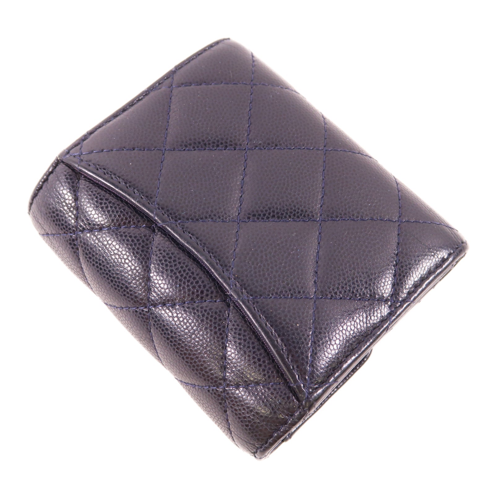 CHANEL 牛皮皮革Trifold Wallet金扣錢包