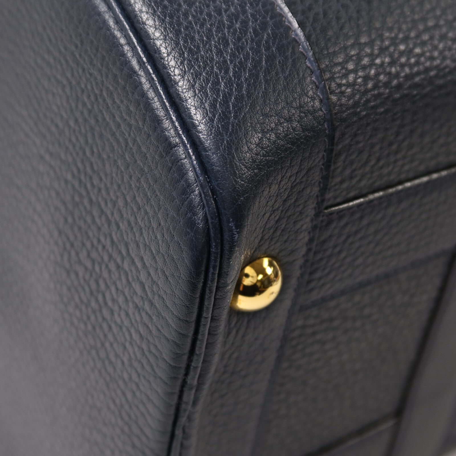 HERMES Ardennes皮革Rudy金扣手挽肩背兩用袋Navy