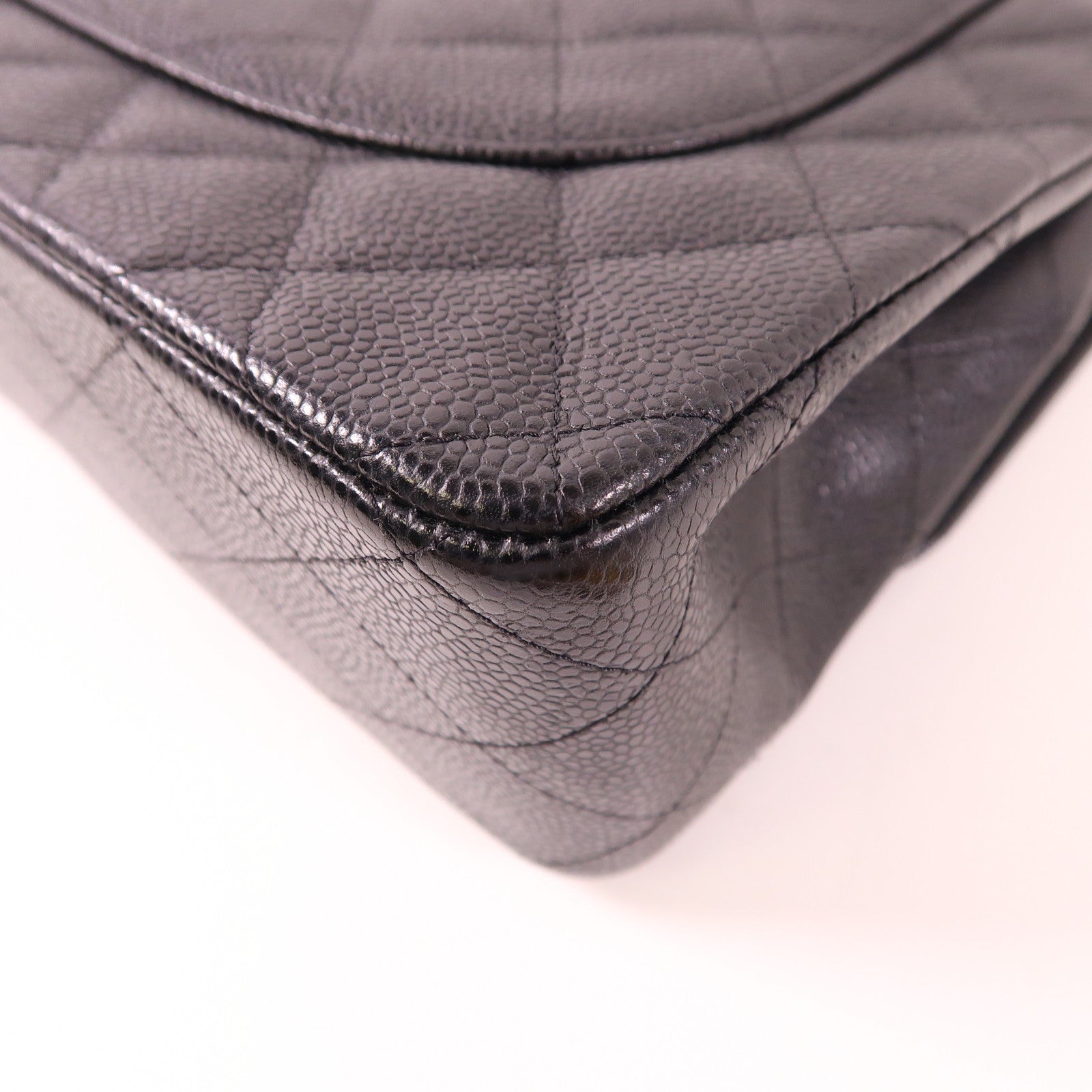 CHANEL 牛皮皮革Large Classic銀扣鏈帶肩背袋