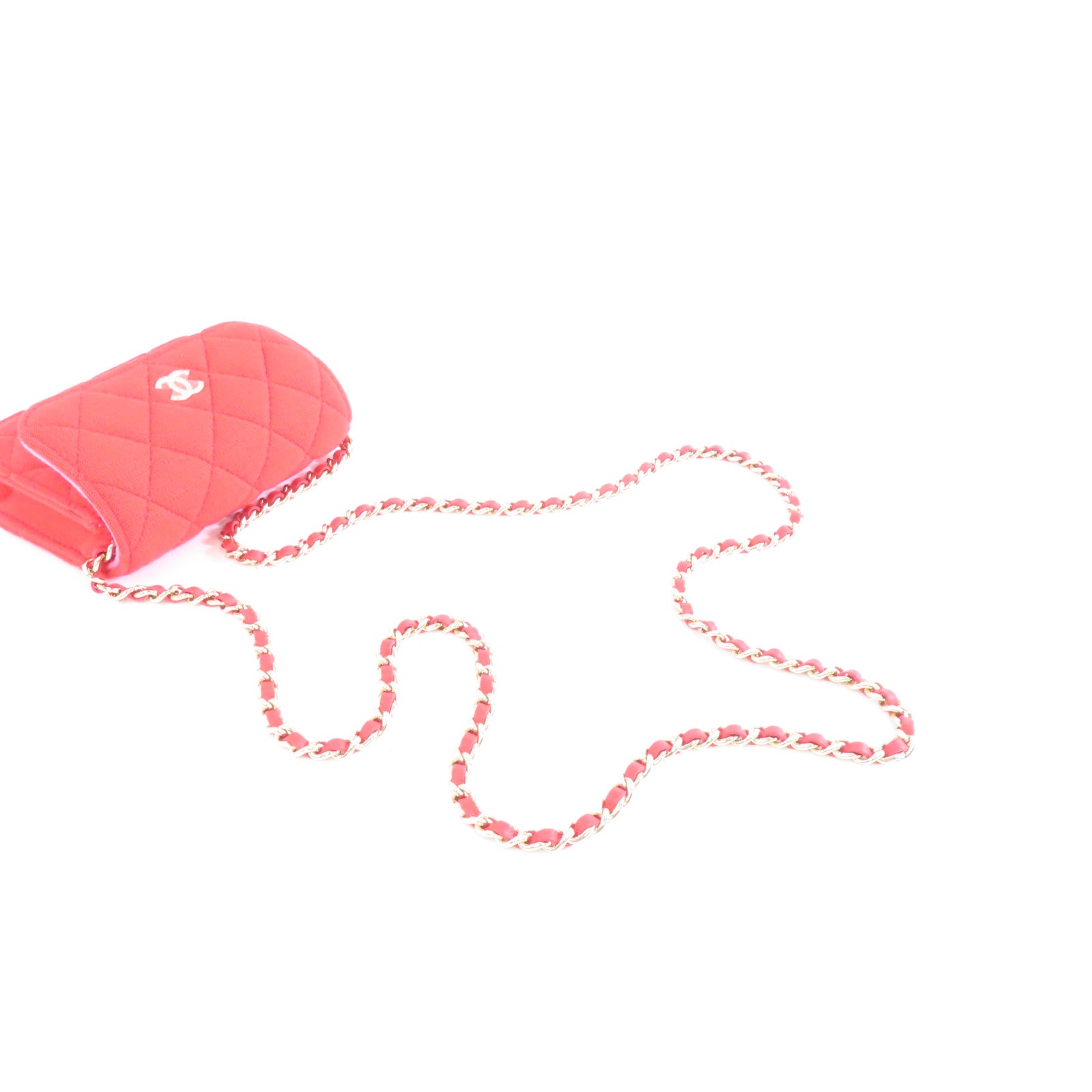 CHANEL 【激減優惠】菱格帆布Chain Shoulder Bag金扣鏈帶肩背袋紅色