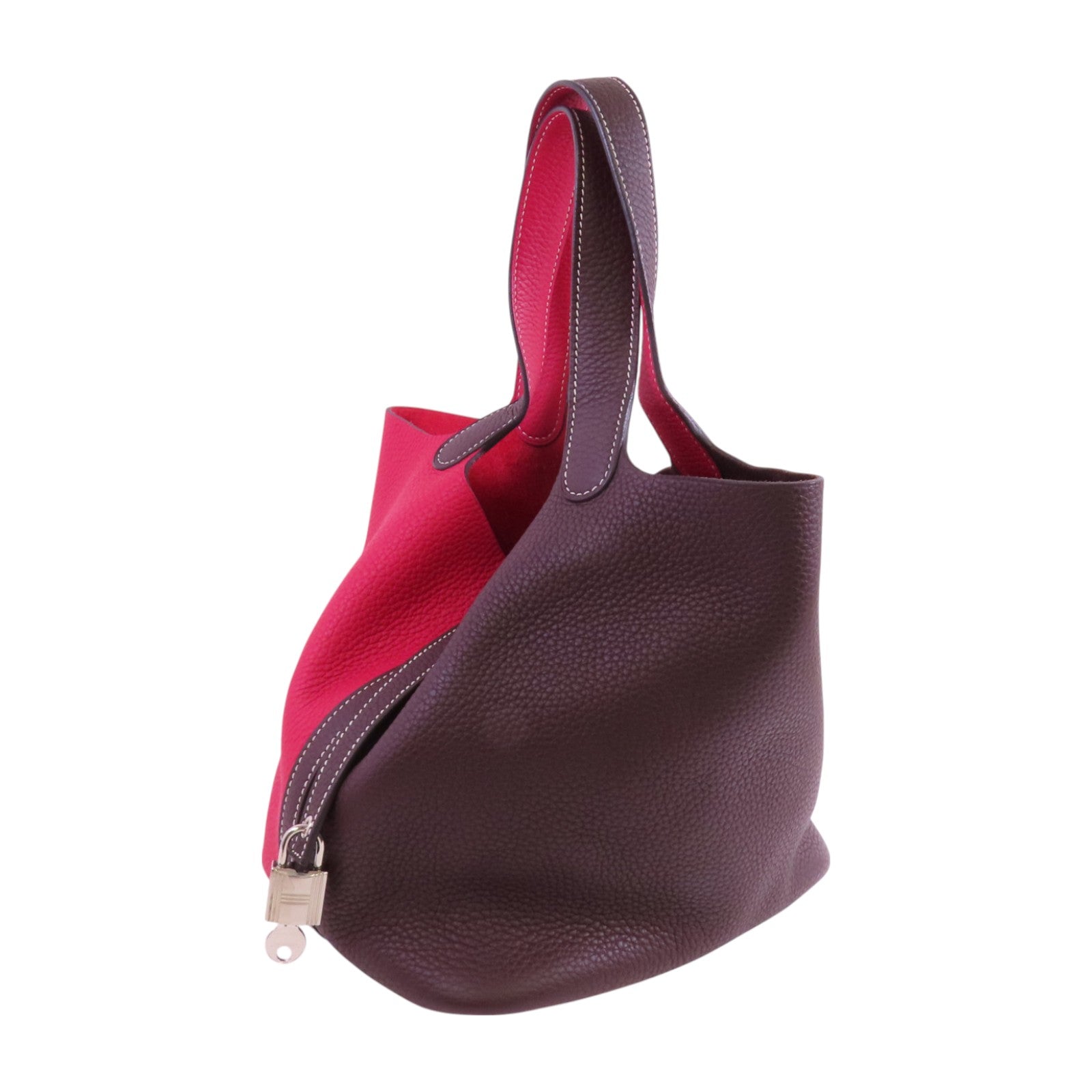 HERMES Clemence皮革Picotin MM銀扣手挽袋