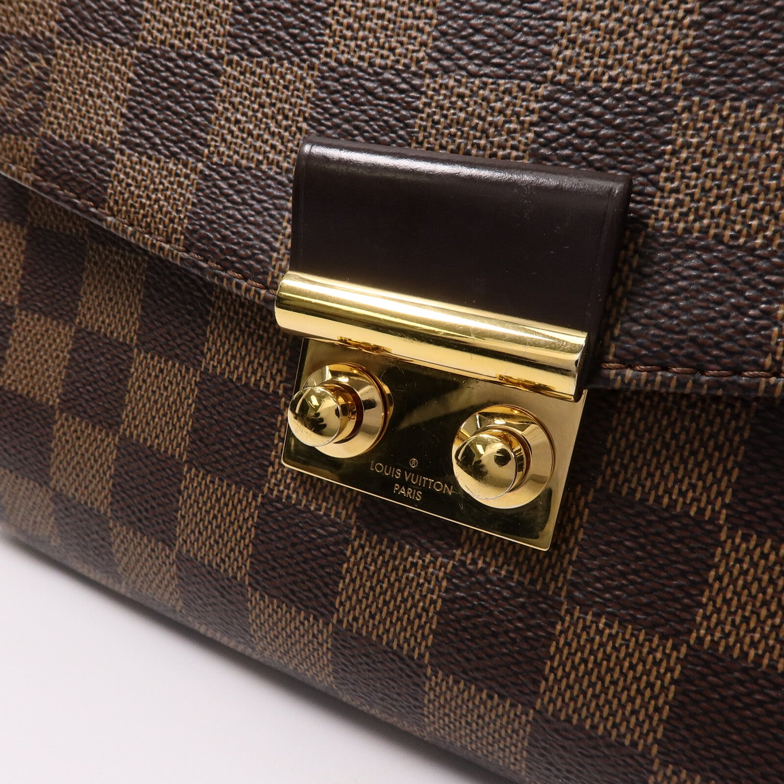 LOUIS VUITTON Damier Croisette金扣手挽肩背兩用袋