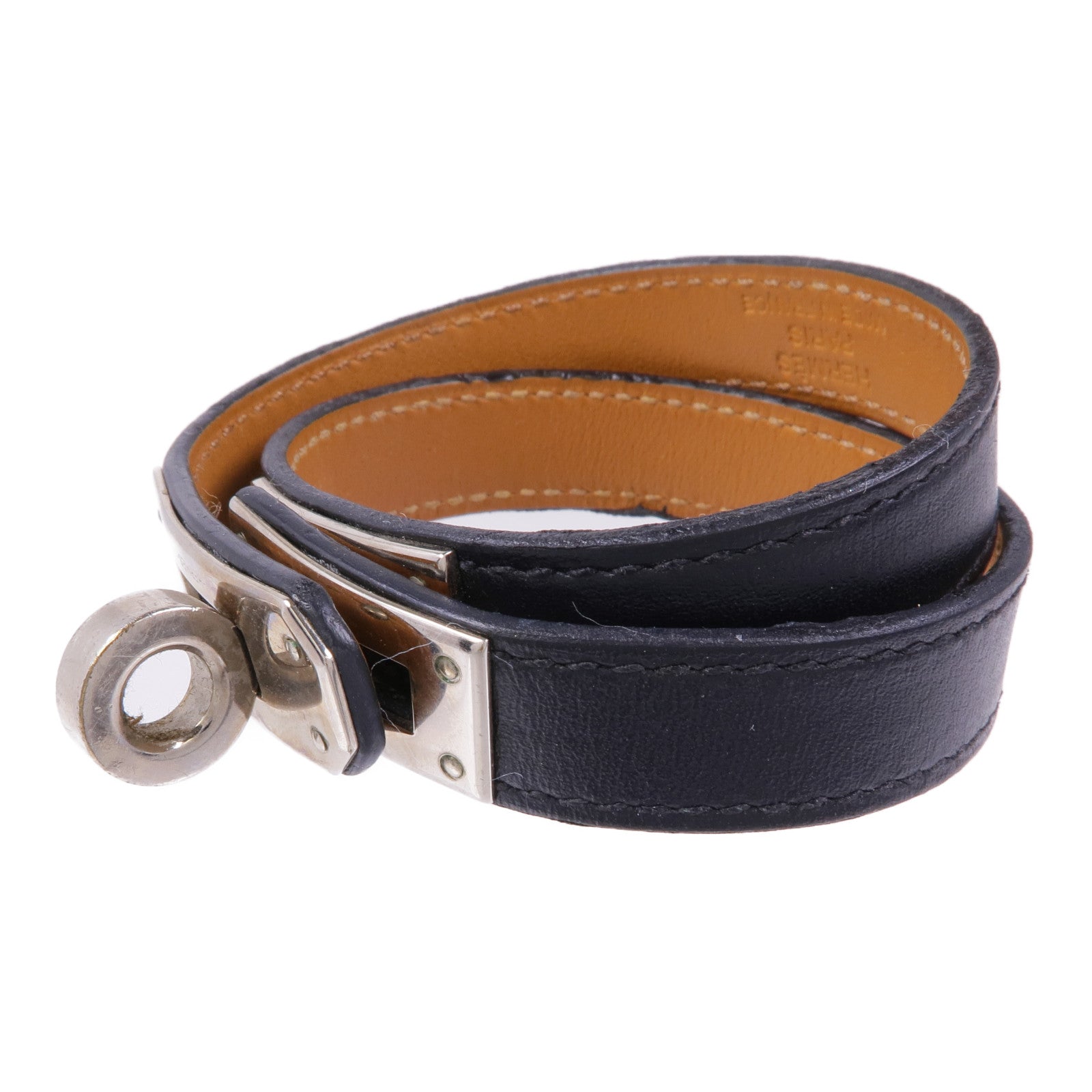 HERMES Swift皮革Kelly Double Tour銀扣手帶Noir