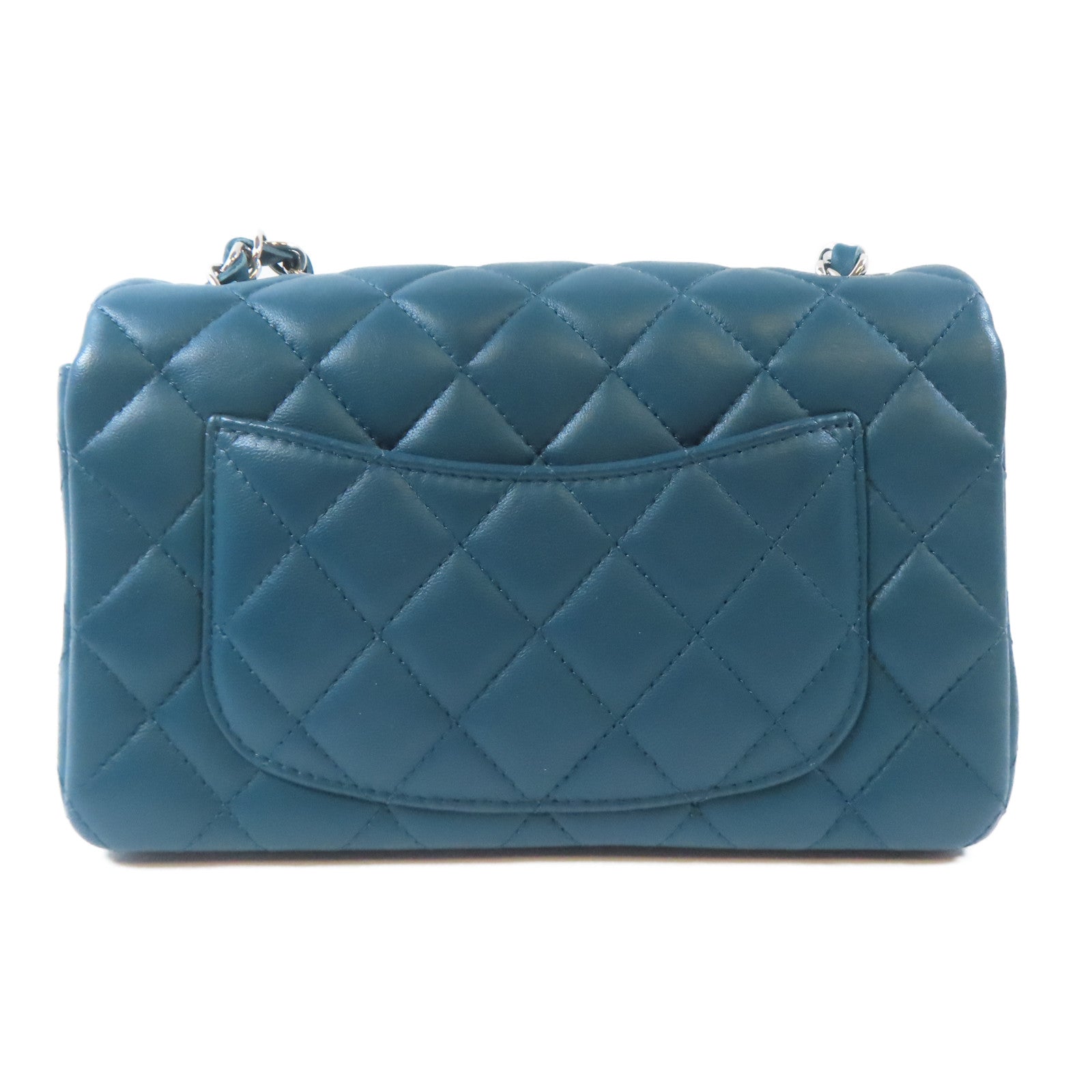 CHANEL 【激減優惠】菱格牛皮皮革Classic Mini Flap Bag銀扣鏈帶肩背袋綠色