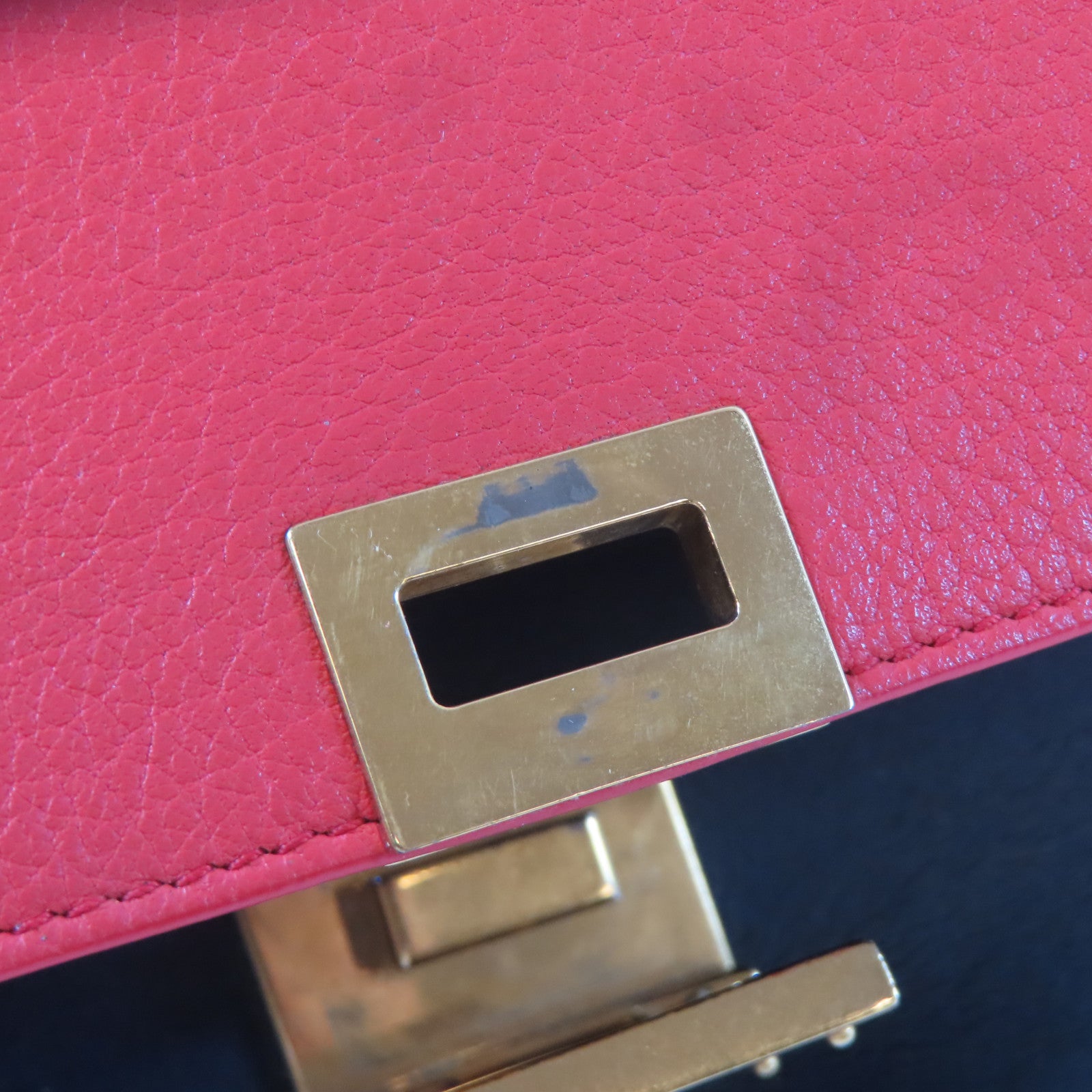 CELINE 【激減優惠】牛皮皮革Trapeze金扣手挽肩背兩用袋紅色/黑色/綠色