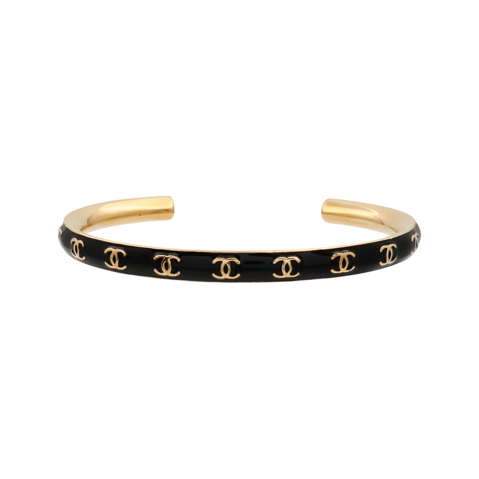 CHANEL 金屬/琺瑯CC Logo Cuff Bracelet手鐲