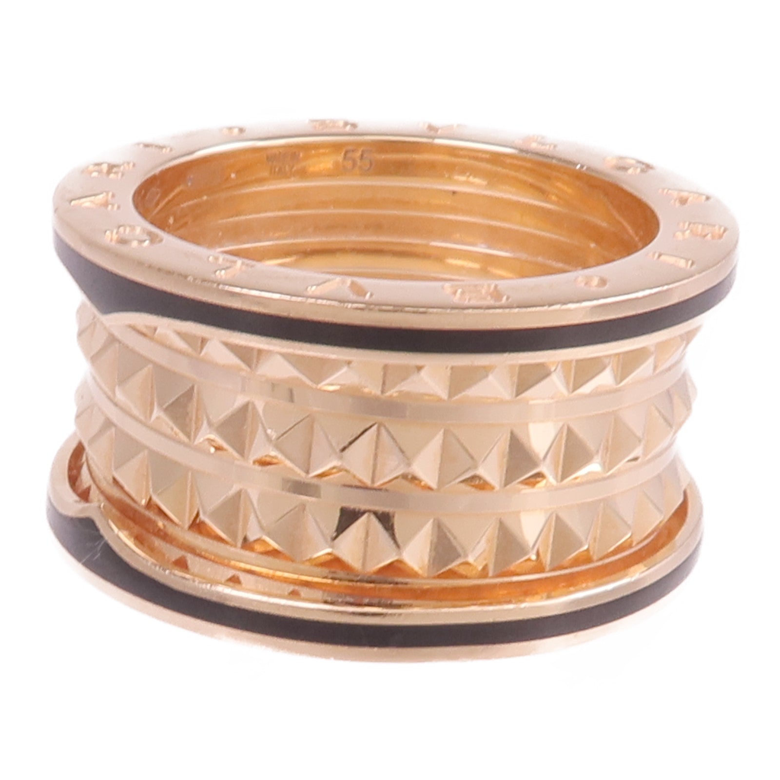 BVLGARI 18K玫瑰金/陶瓷B-zero1戒指BVLGARI#55/#US7
