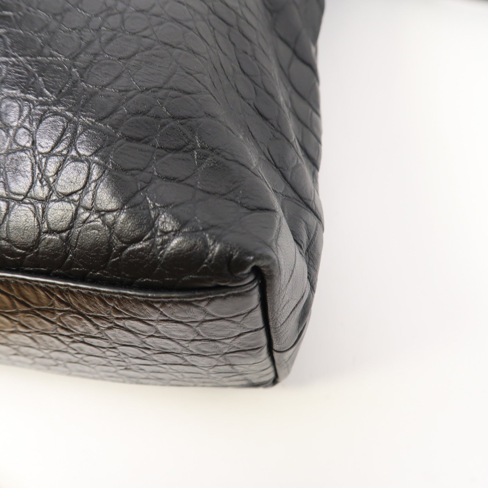 SAINT LAURENT 【激減優惠】牛皮皮革Shoulder Bag銀扣手挽肩背兩用袋黑色