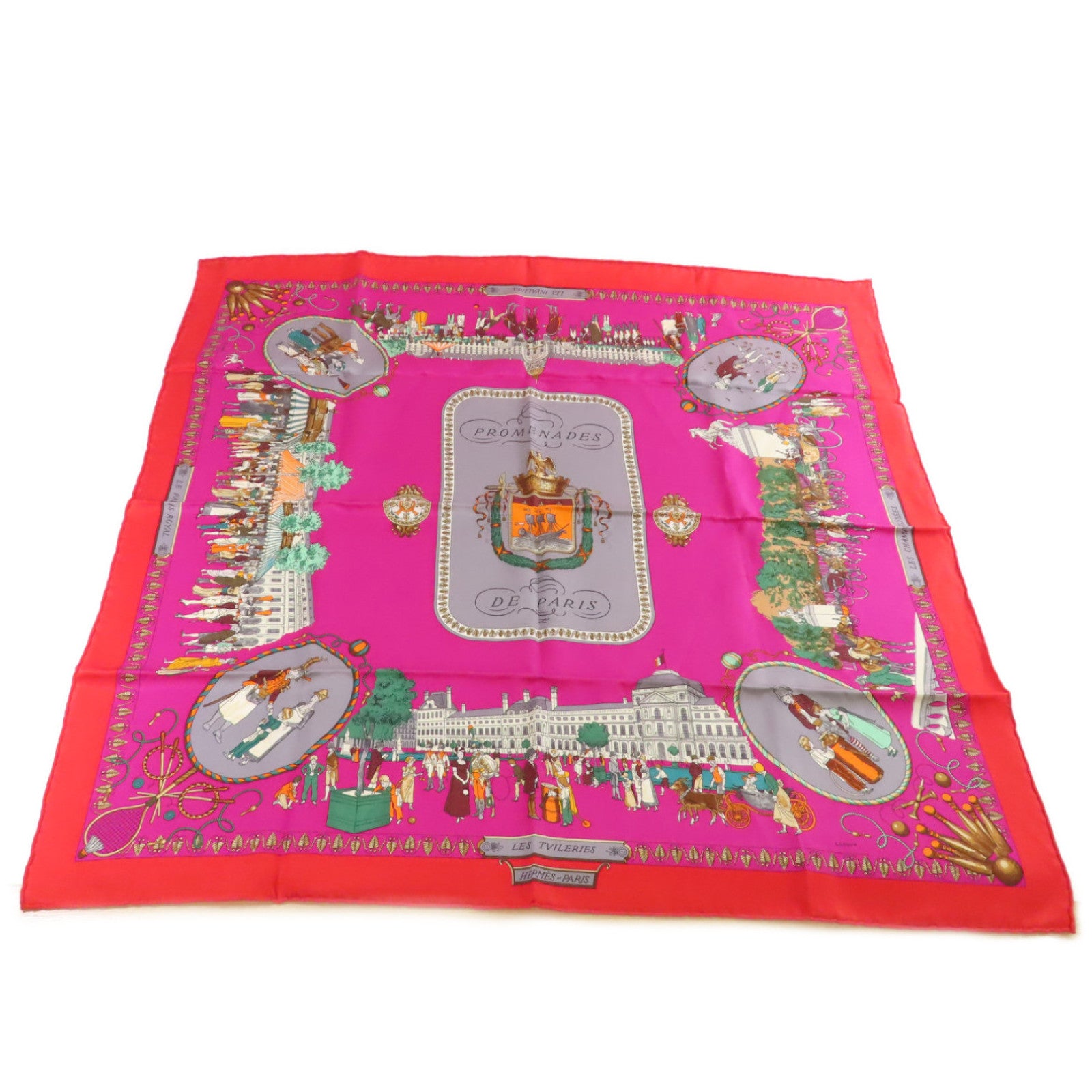 HERMES 絲質65x65 Scarf絲巾紅色/紫色/彩色