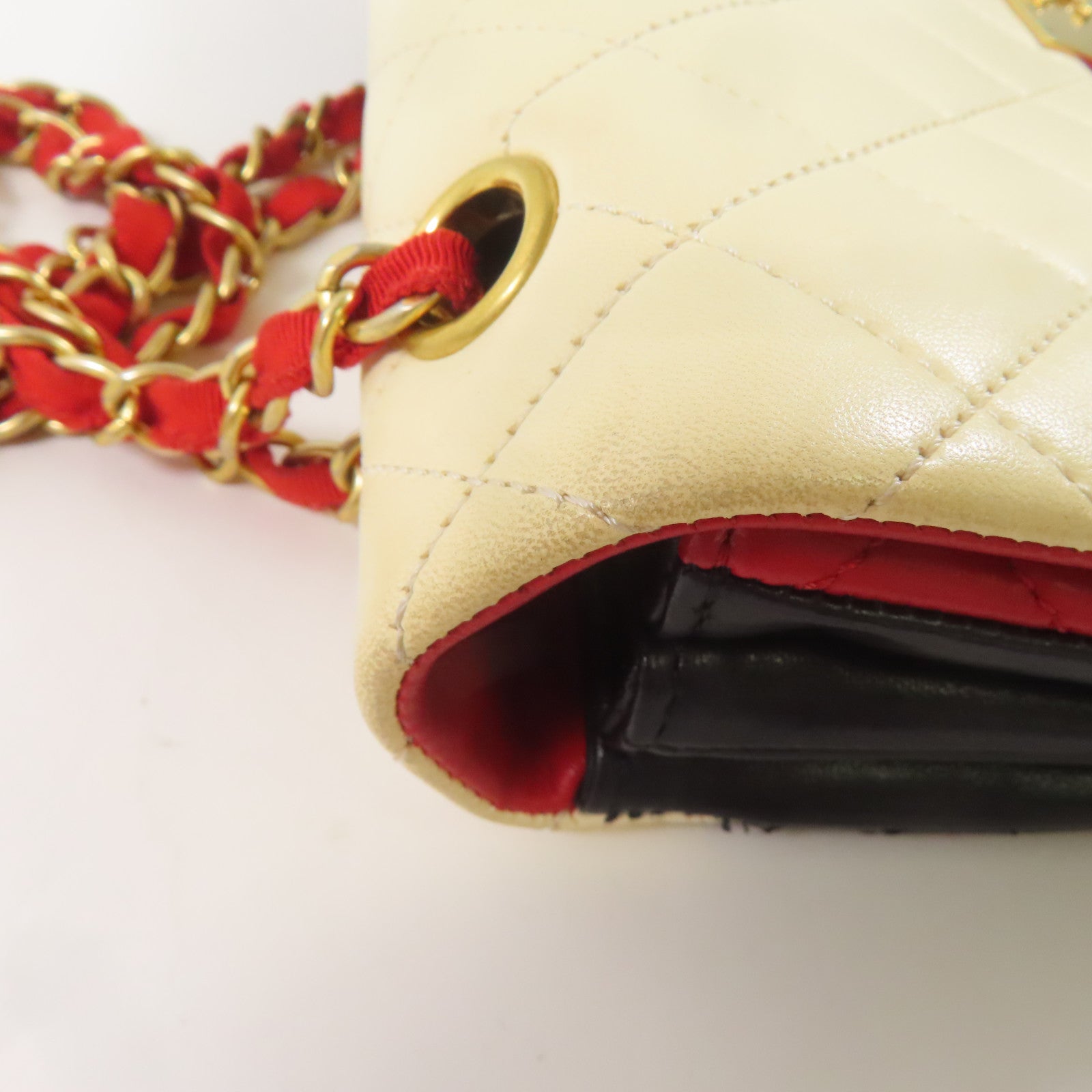 CHANEL 羊皮皮革Shoulder Bag金扣肩背袋紅色/白色/黑色/藍色