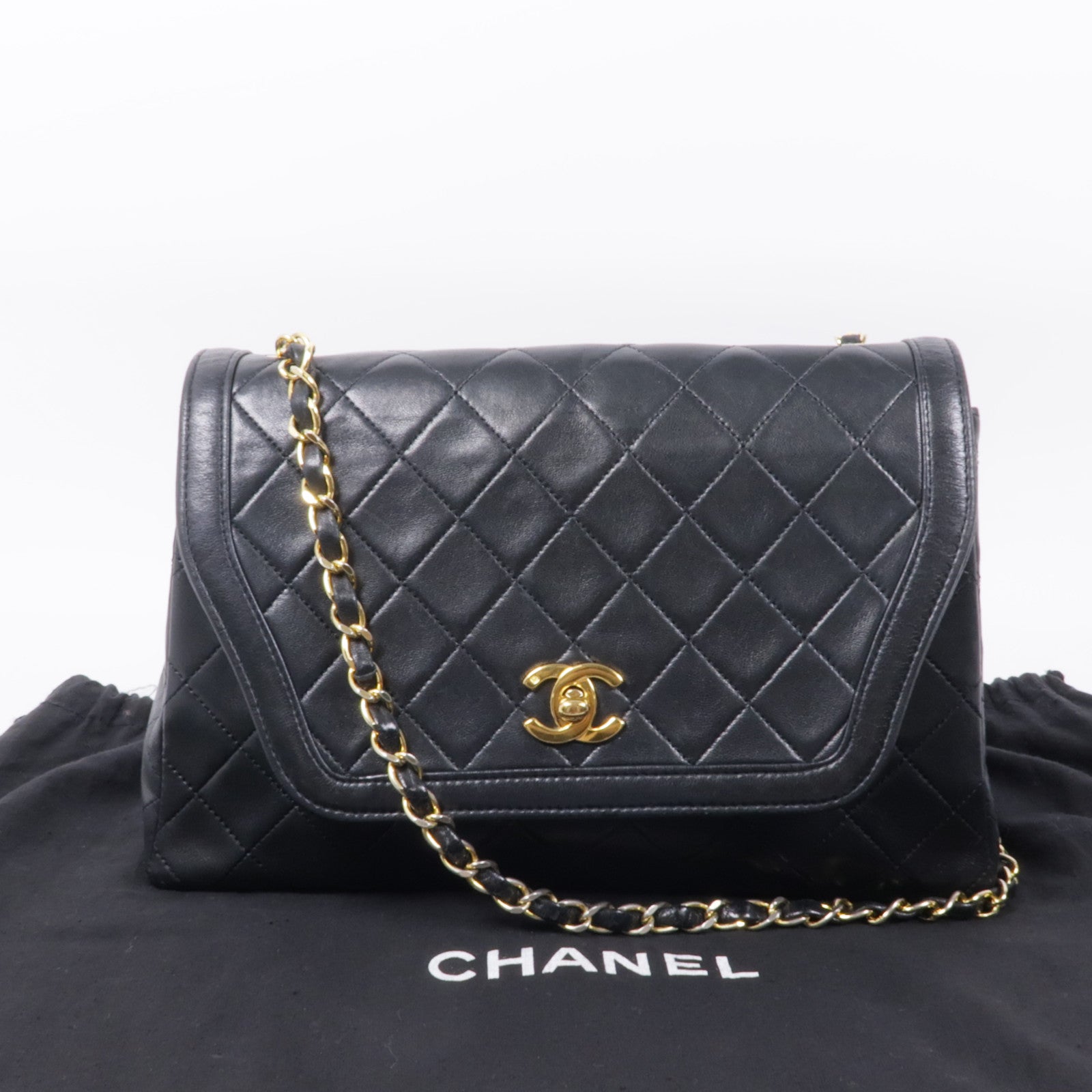 CHANEL 羊皮皮革Chain Shoulder金扣鏈帶肩背袋