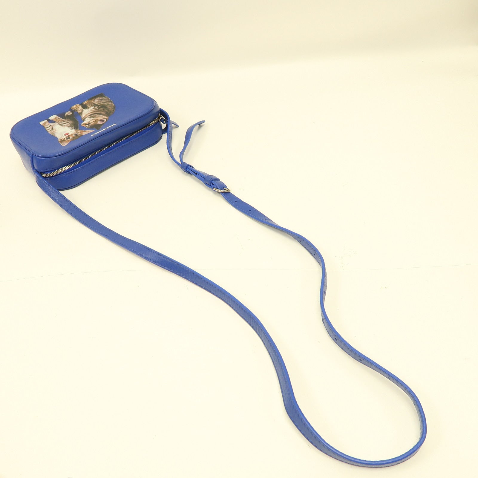 BALENCIAGA 牛皮皮革EVERYDAY Camera Bag XS銀扣肩背袋藍色