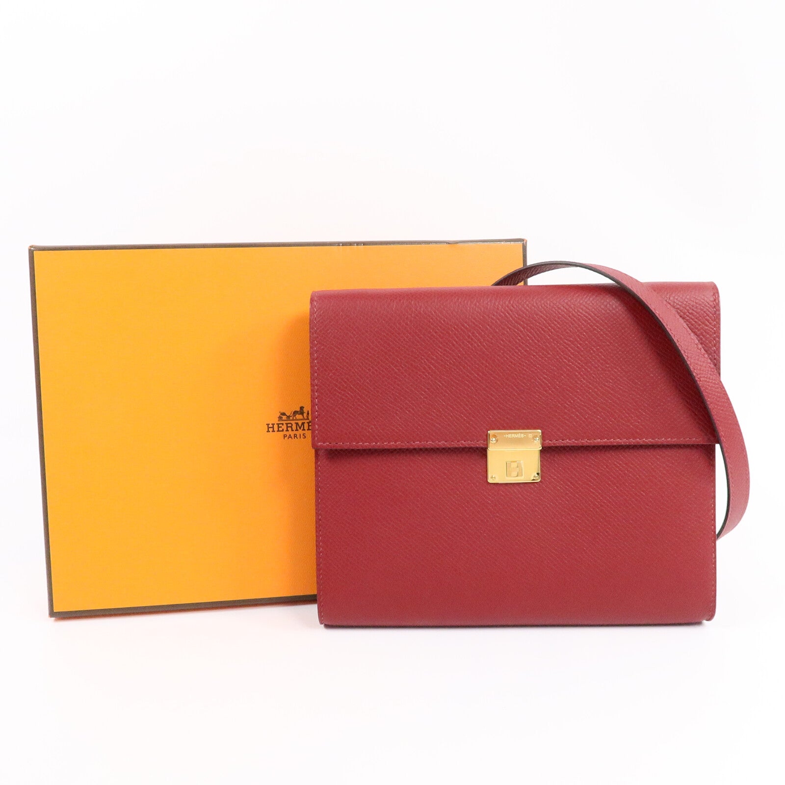 HERMES EpsomClic 16肩背袋Rouge Casaque