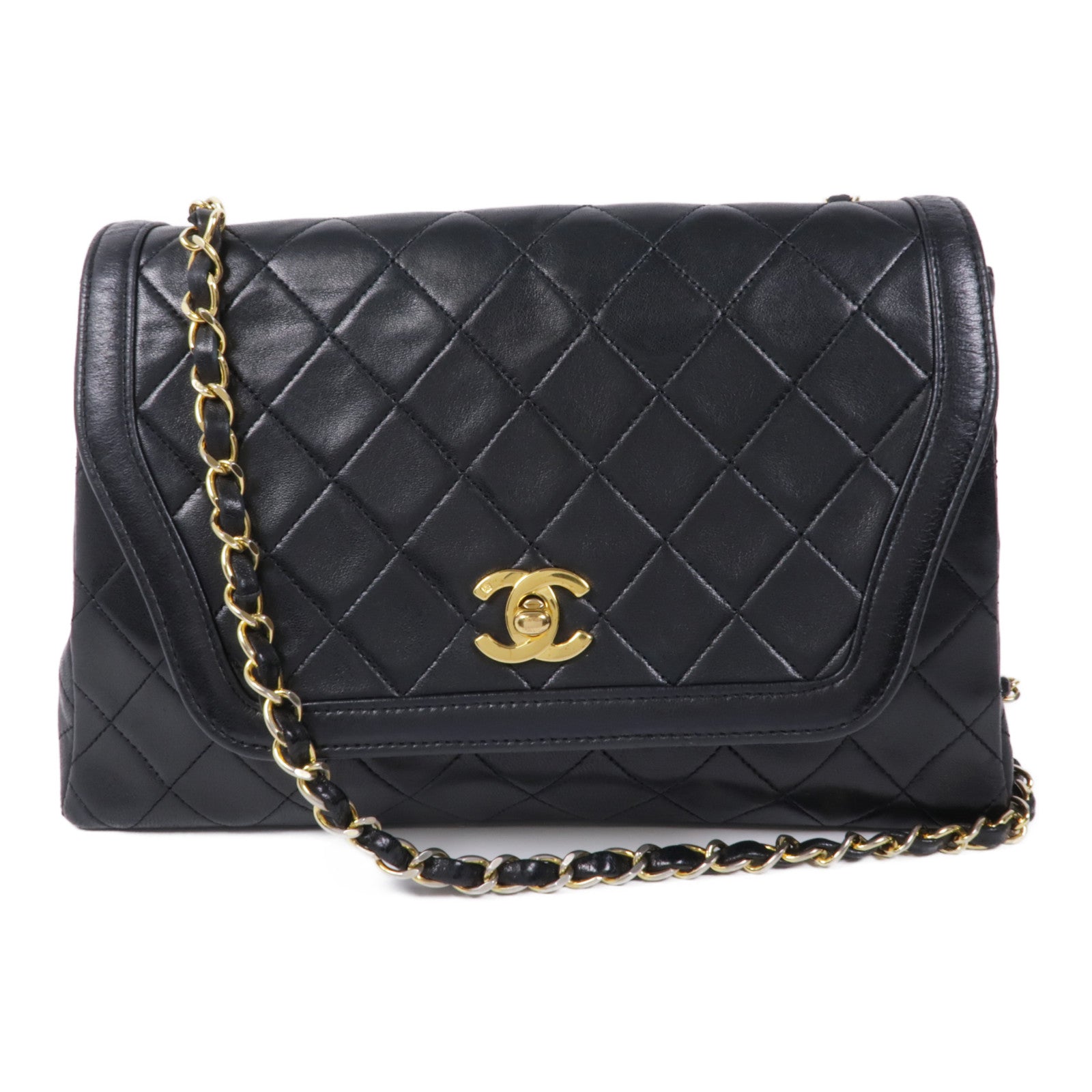 CHANEL 羊皮皮革Chain Shoulder金扣鏈帶肩背袋