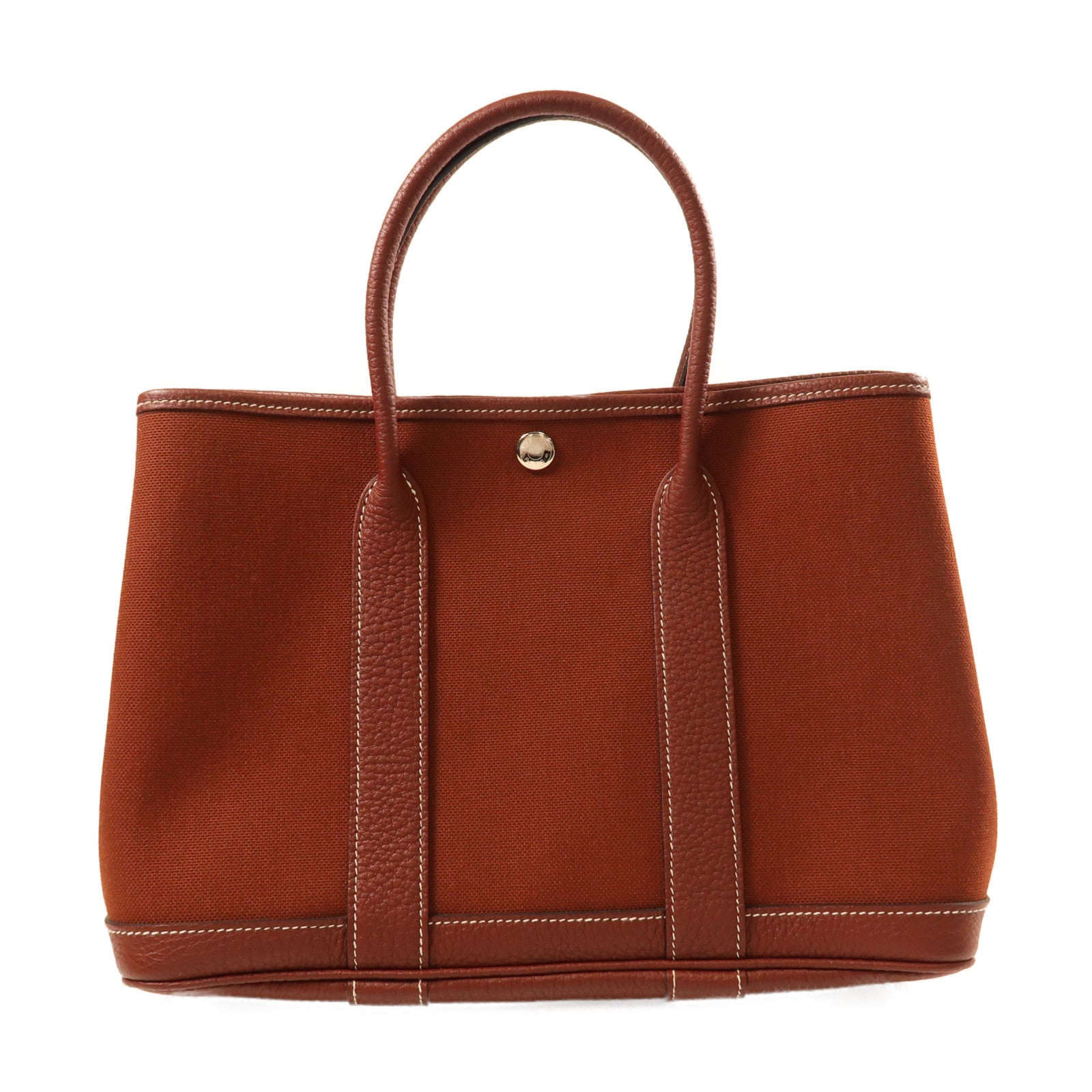 HERMES 帆布Garden Party TPM銀扣手挽袋Rouge Ash/紅色