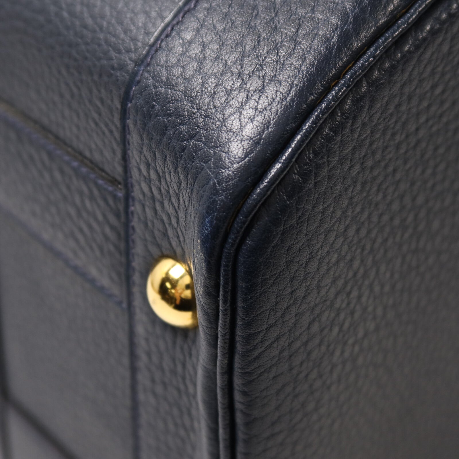 HERMES Ardennes皮革Rudy金扣手挽肩背兩用袋Navy