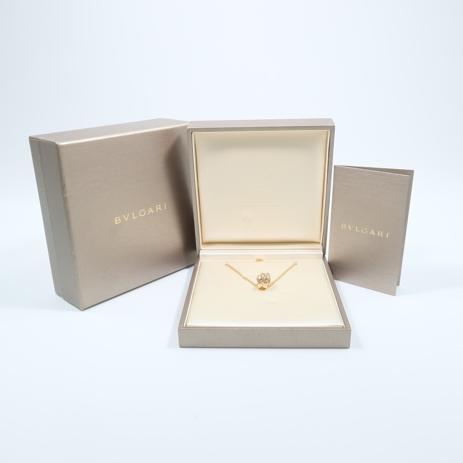BVLGARI 18K玫瑰金Serpenti Viper鑽石項鍊