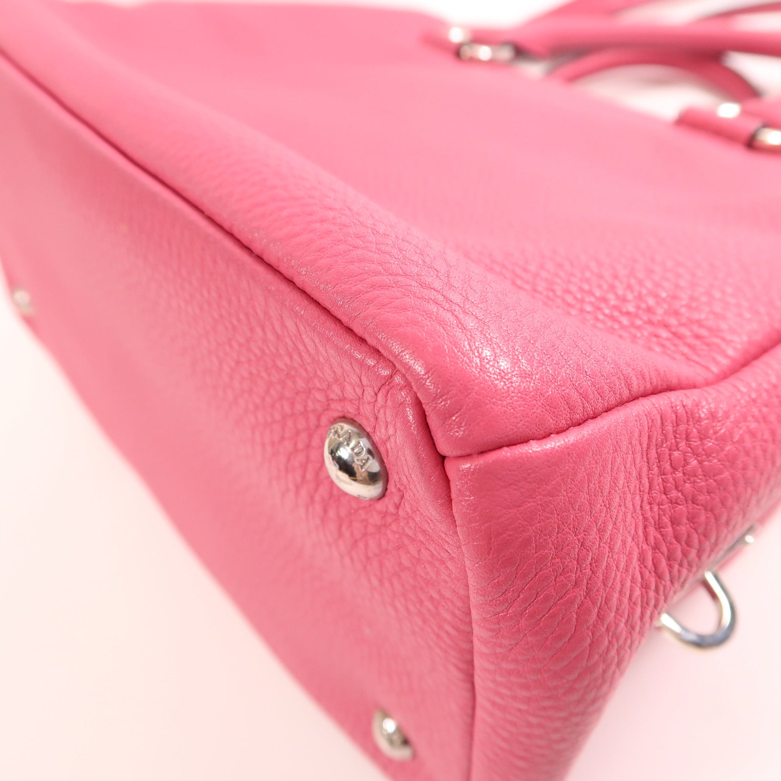 PRADA 牛皮皮革Shoulder Bag銀扣手挽肩背兩用袋