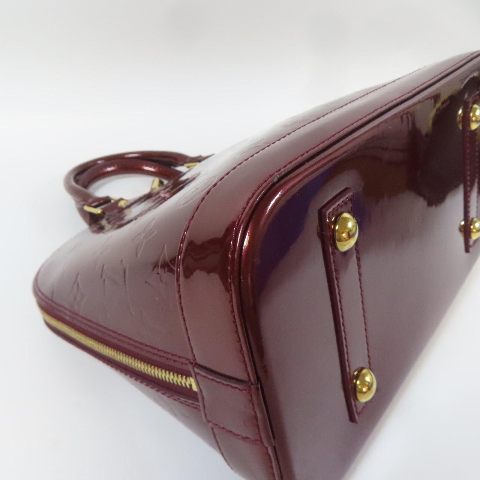 LOUIS VUITTON Vernis Alma PM金扣手挽袋深紅色