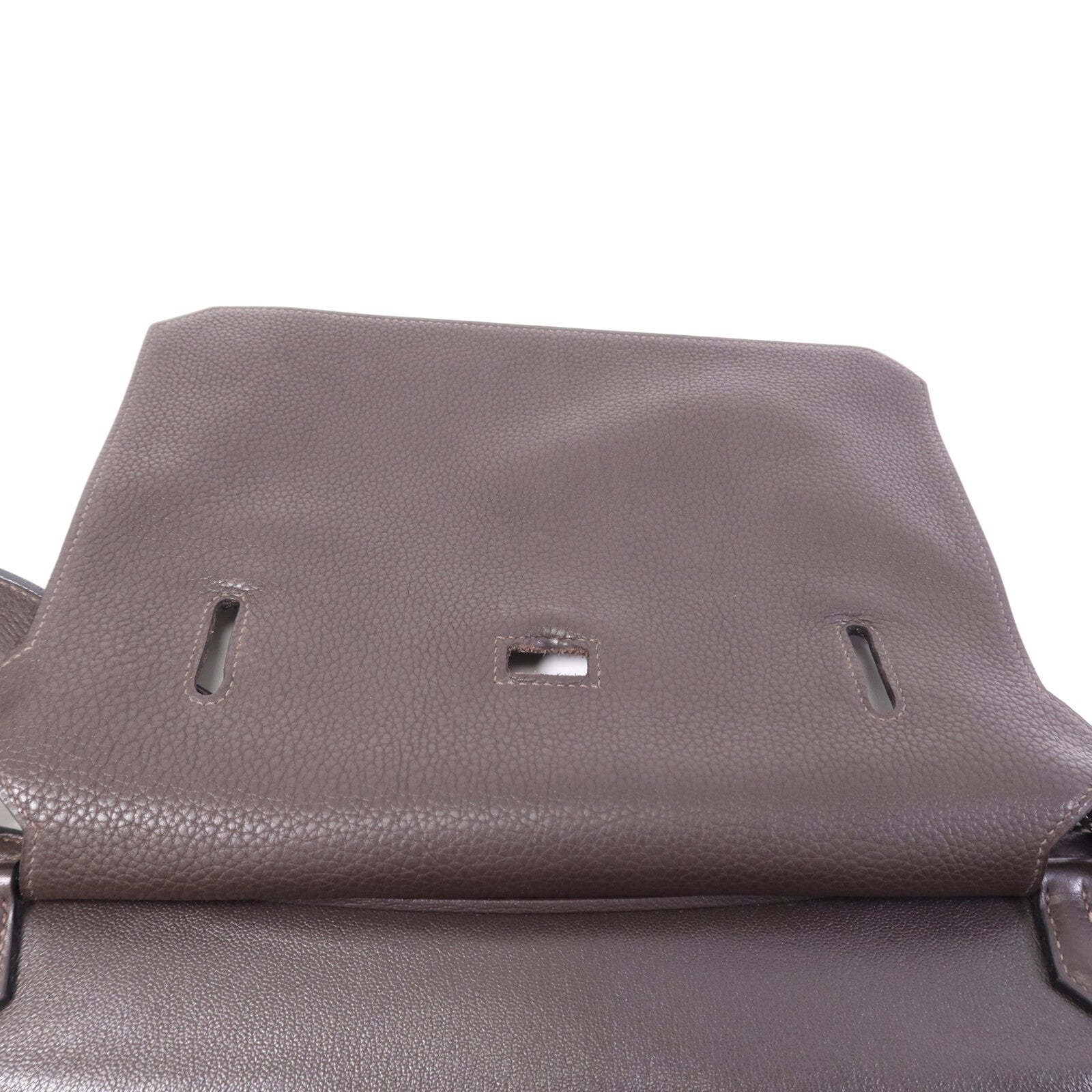 HERMES Clemence皮革Jypsiere 34銀扣肩背袋Brown