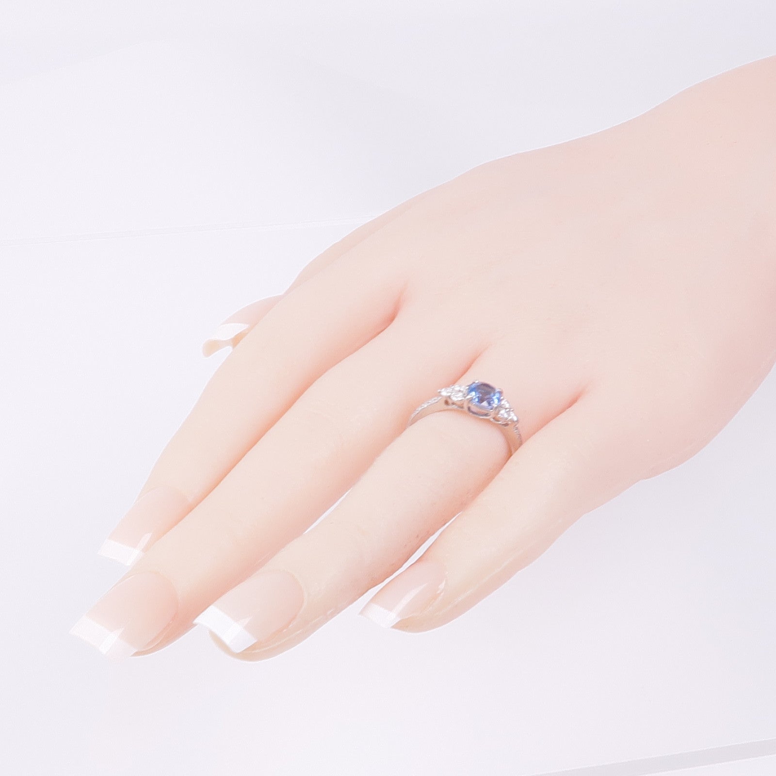 JEWELRY PT900鉑金Aquamarine Diamond Ring藍晶/鑽石戒指US#6