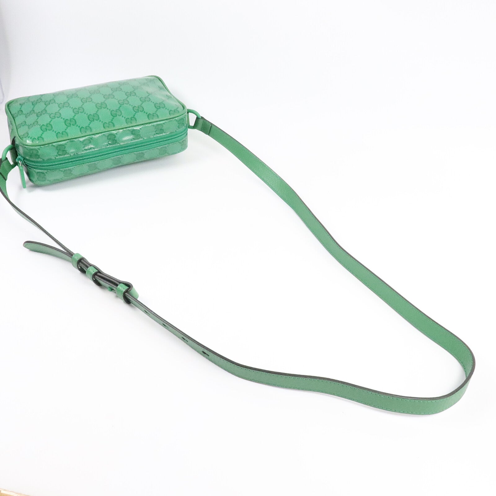 GUCCI 漆皮皮革GG Crystal Mini Shoulder Bag肩背袋