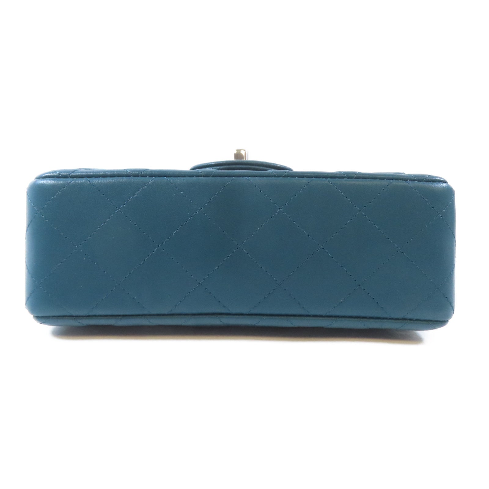 CHANEL 【激減優惠】菱格牛皮皮革Classic Mini Flap Bag銀扣鏈帶肩背袋綠色