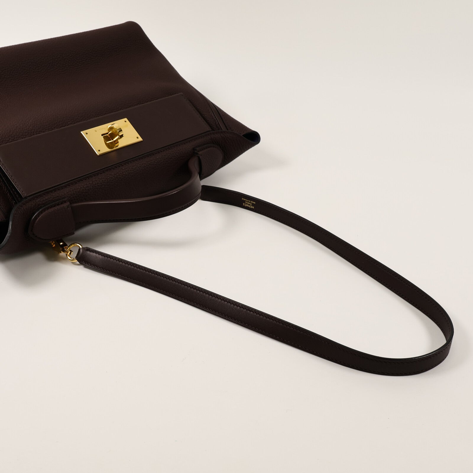 HERMES Clemence皮革24/24 29cm手挽肩背兩用袋Cassis/Bleu Saphir