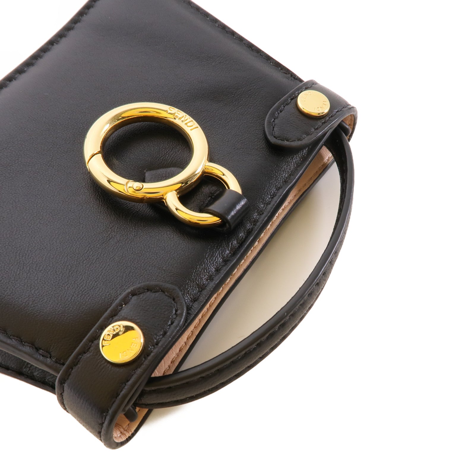 FENDI 皮革Peekaboo Bag Charm金扣掛飾黑色