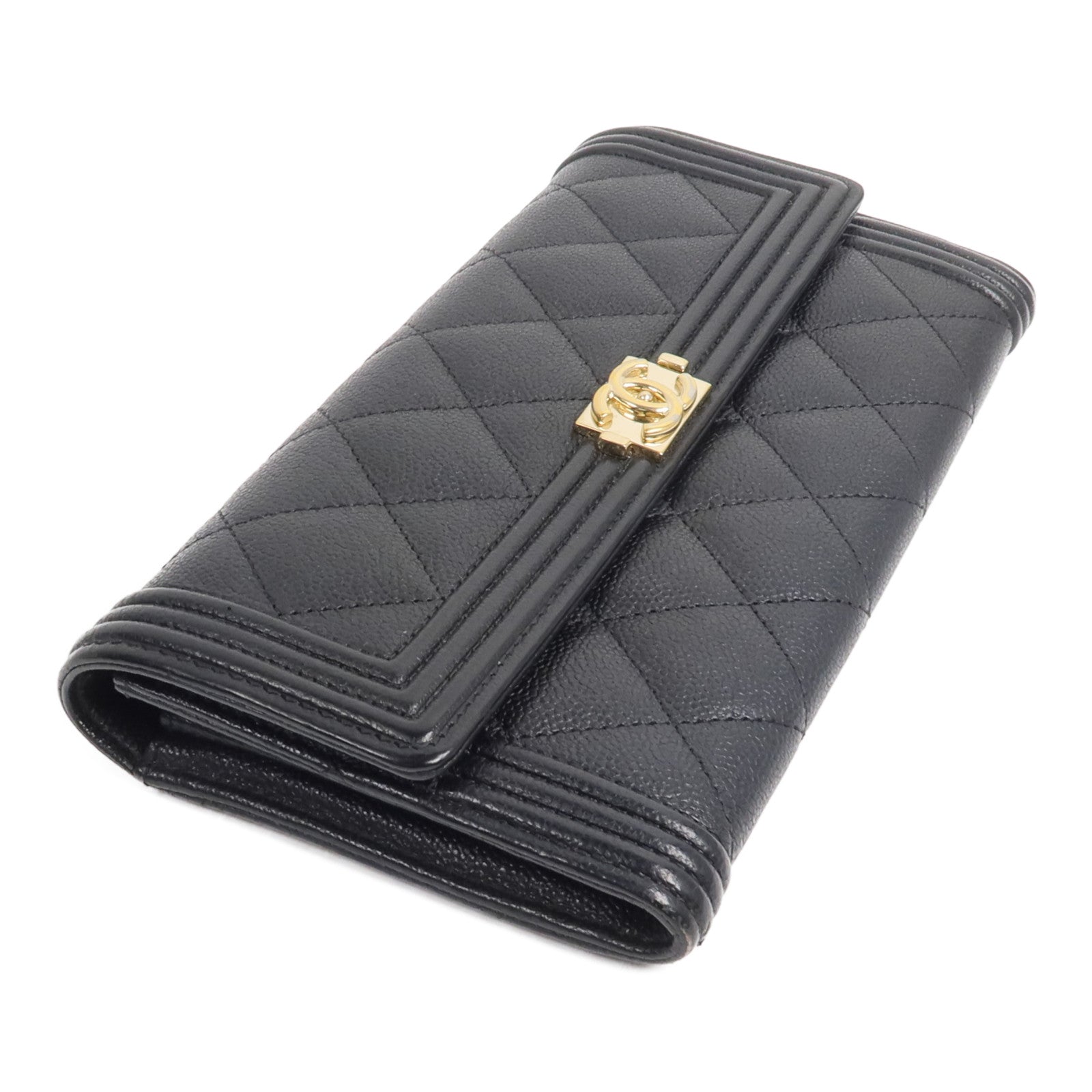 CHANEL 牛皮皮革Boy Long Wallet長錢包